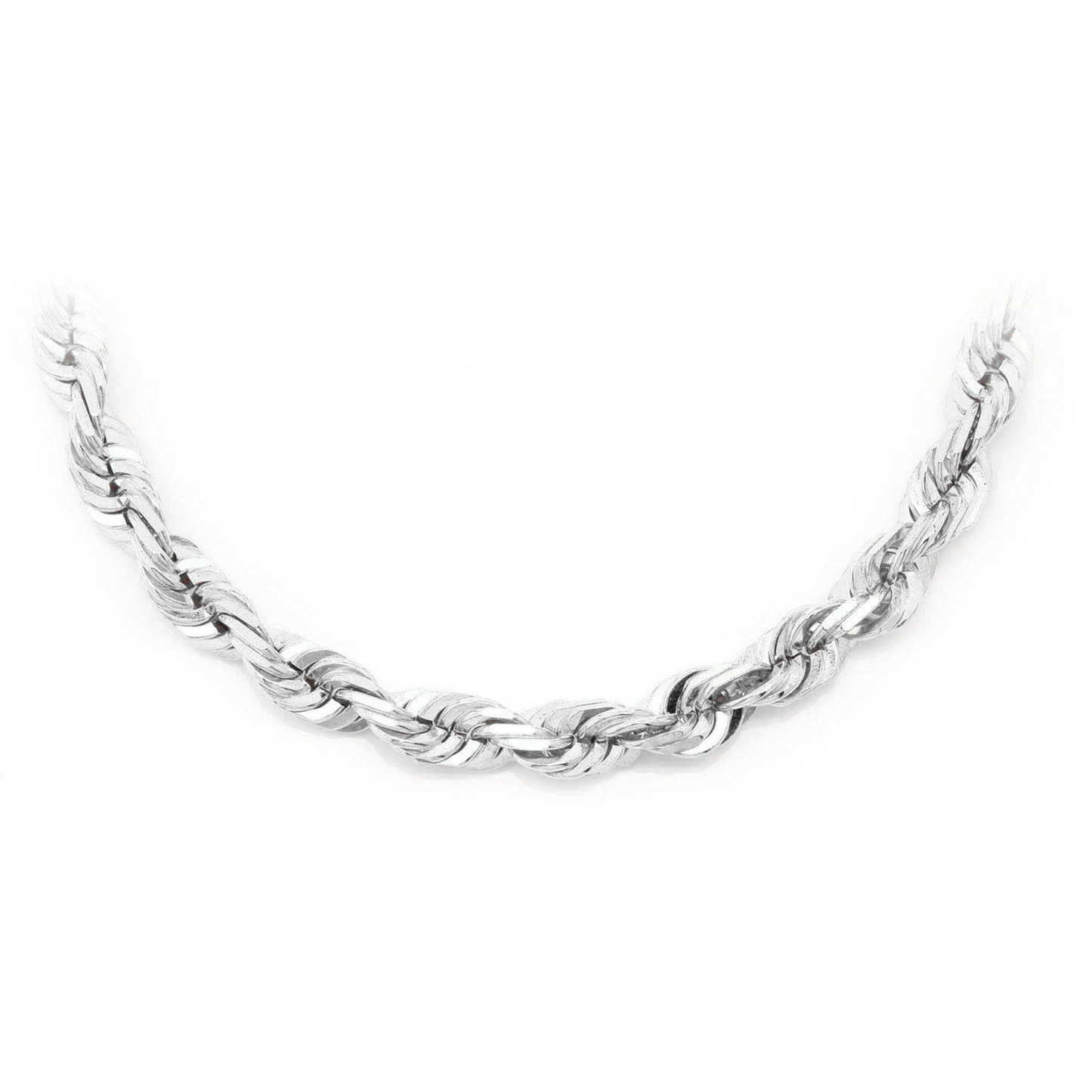 Rope Gold Chain in 14K white gold, 5.5mm width, front view
