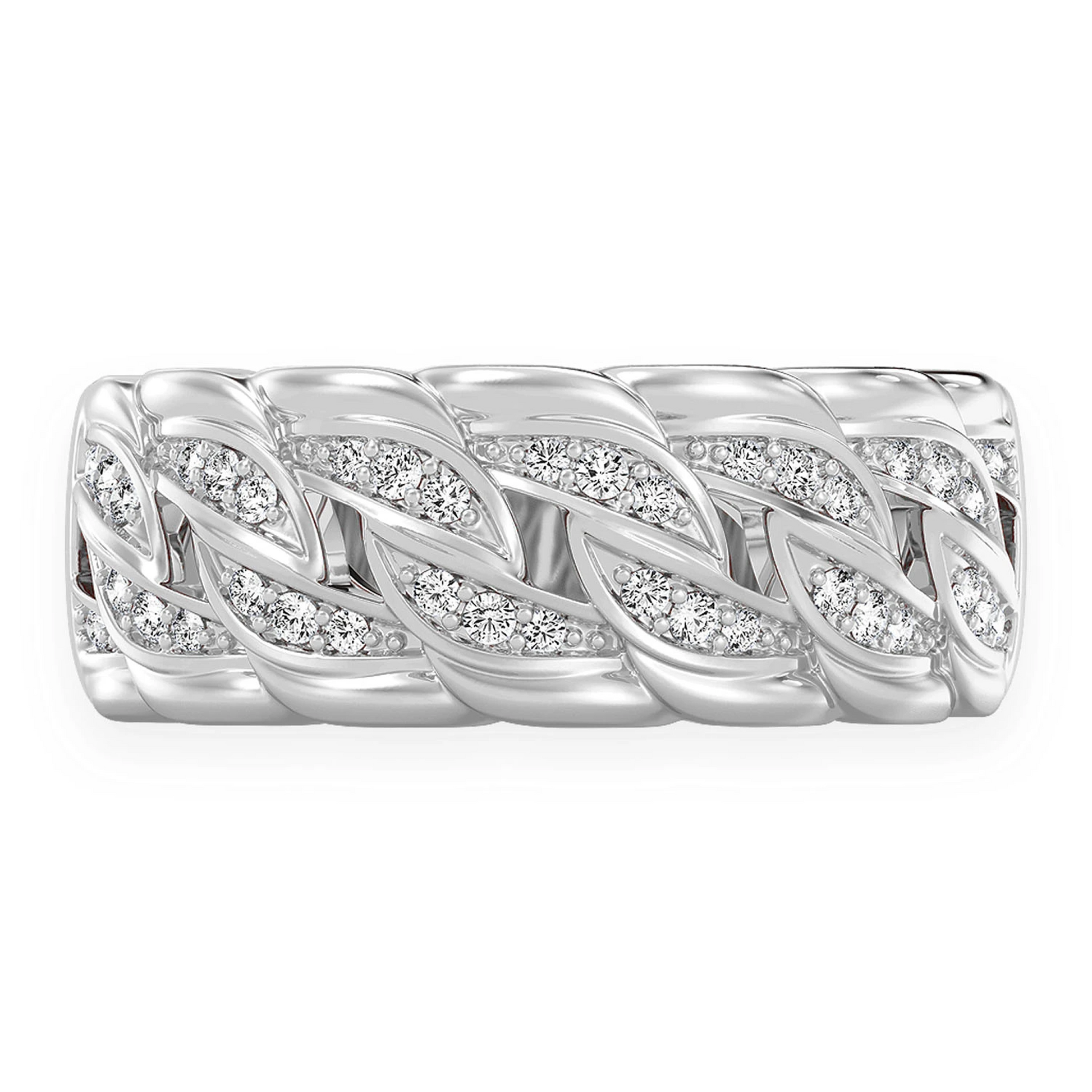 Twisted Cuban Band in 14K white gold, front view