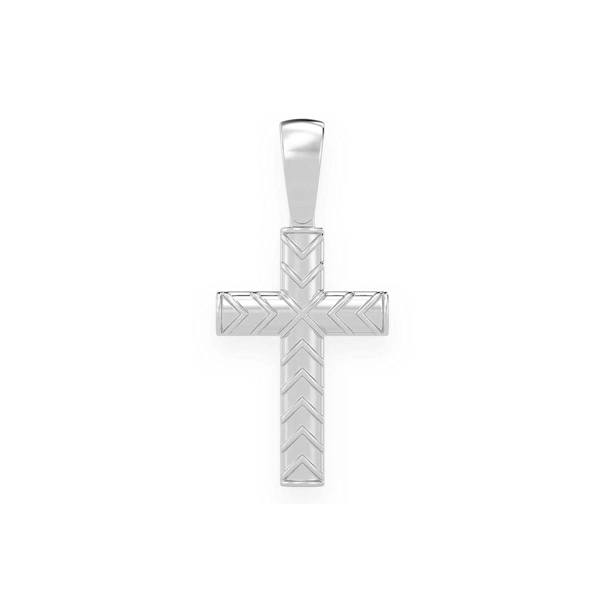 X Design Cross Pendant in 14K white gold, Pure | Solid Gold, front view
