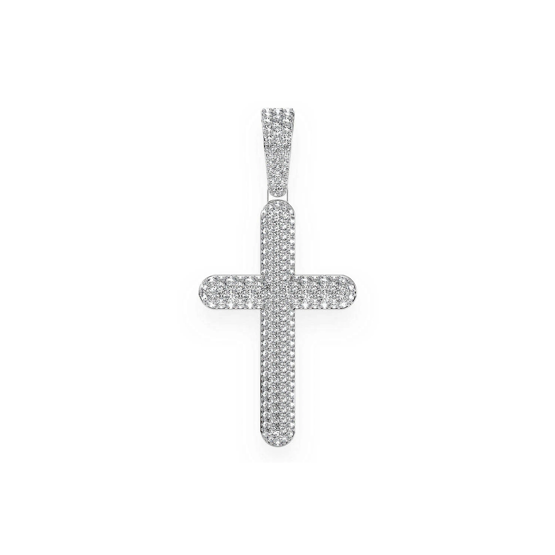Bubbly Diamond Cross Pendant in 14K white gold, Large | 2.00ctw, front view
