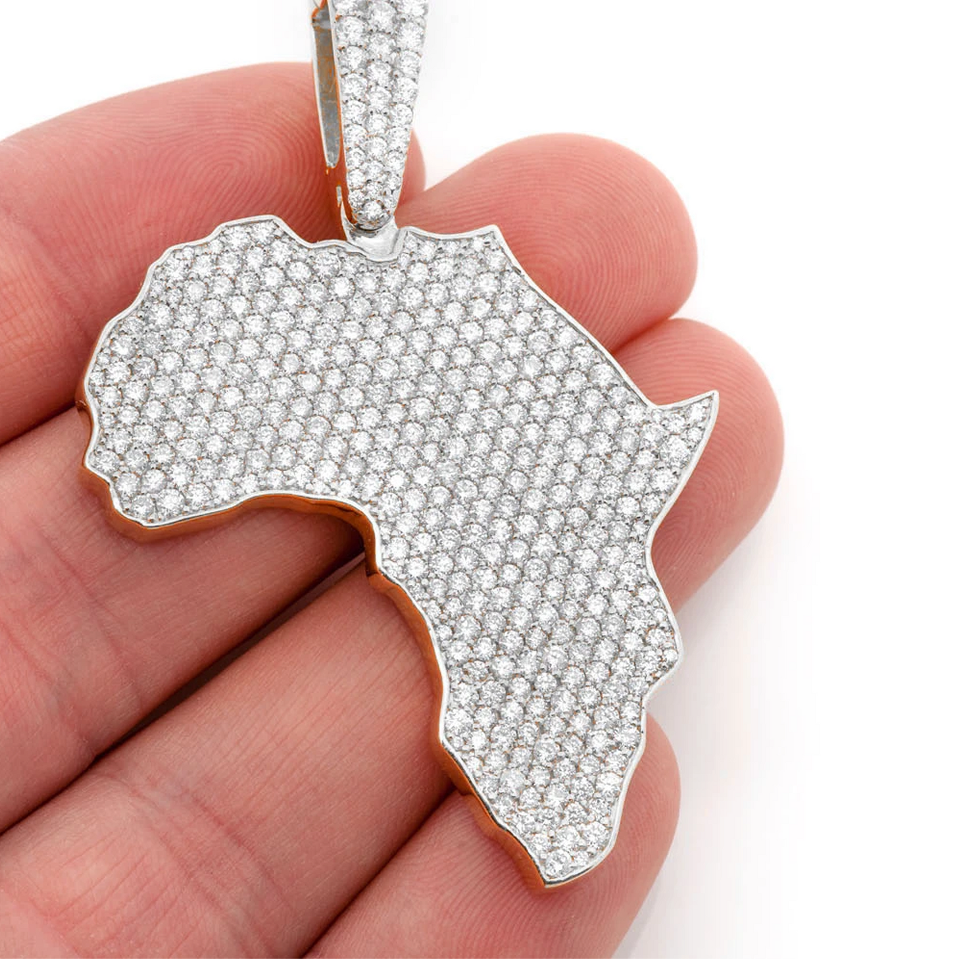 Africa Diamond Pendant in 14K white gold, Statement | 6.75ctw, angled view