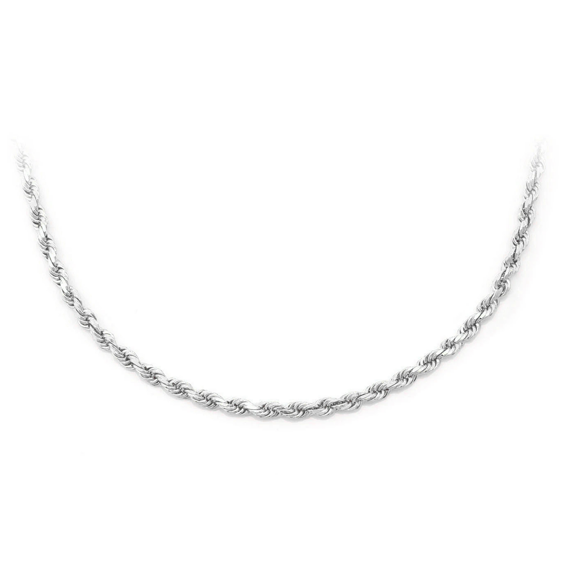 Rope Gold Chain in 14K white gold, 2.5mm width, front view