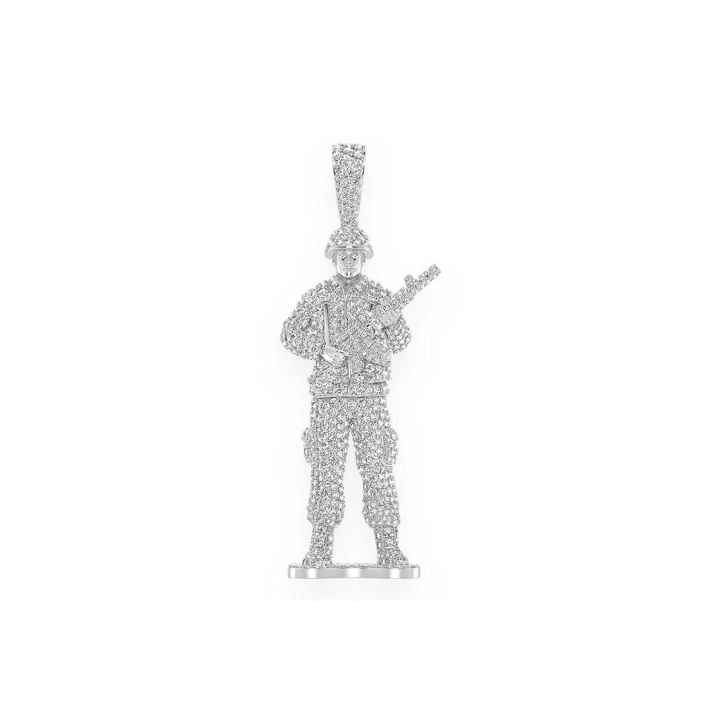 Toy Soldier Diamond Pendant in 14K white gold, Statement | 4.50ctw, front view