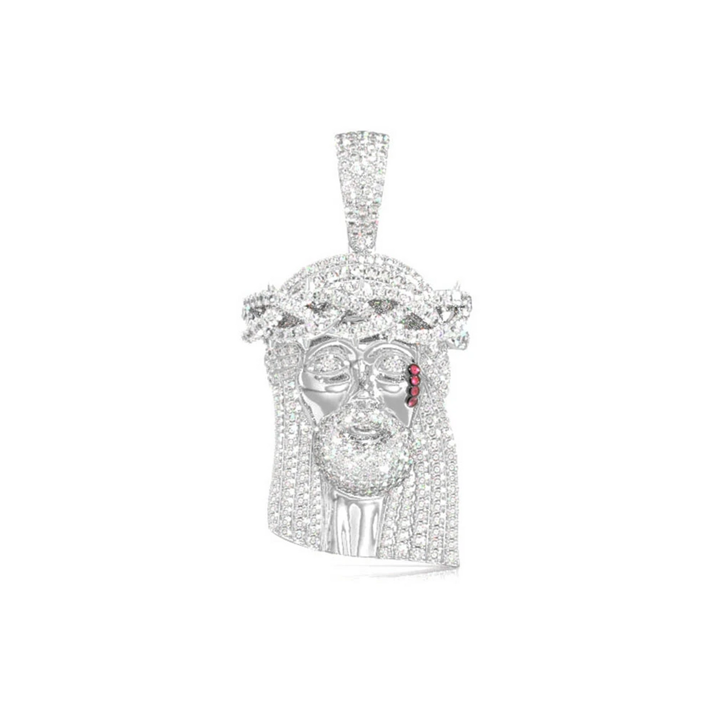 Icebox Pavé Jesus Piece in 14K white gold, 3.75ctw, front view