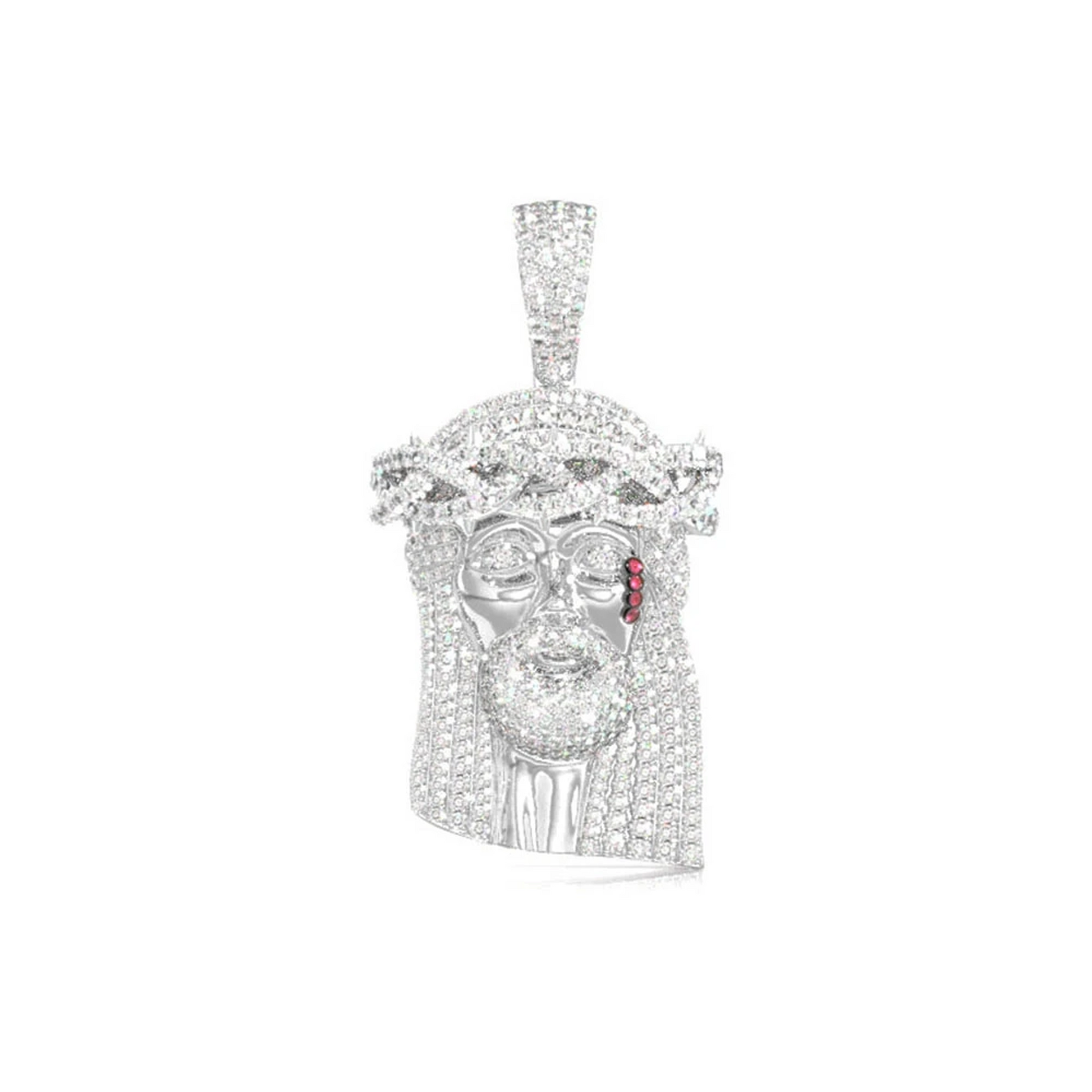 Icebox Pavé Jesus Piece in 14K white gold, 3.75ctw, front view