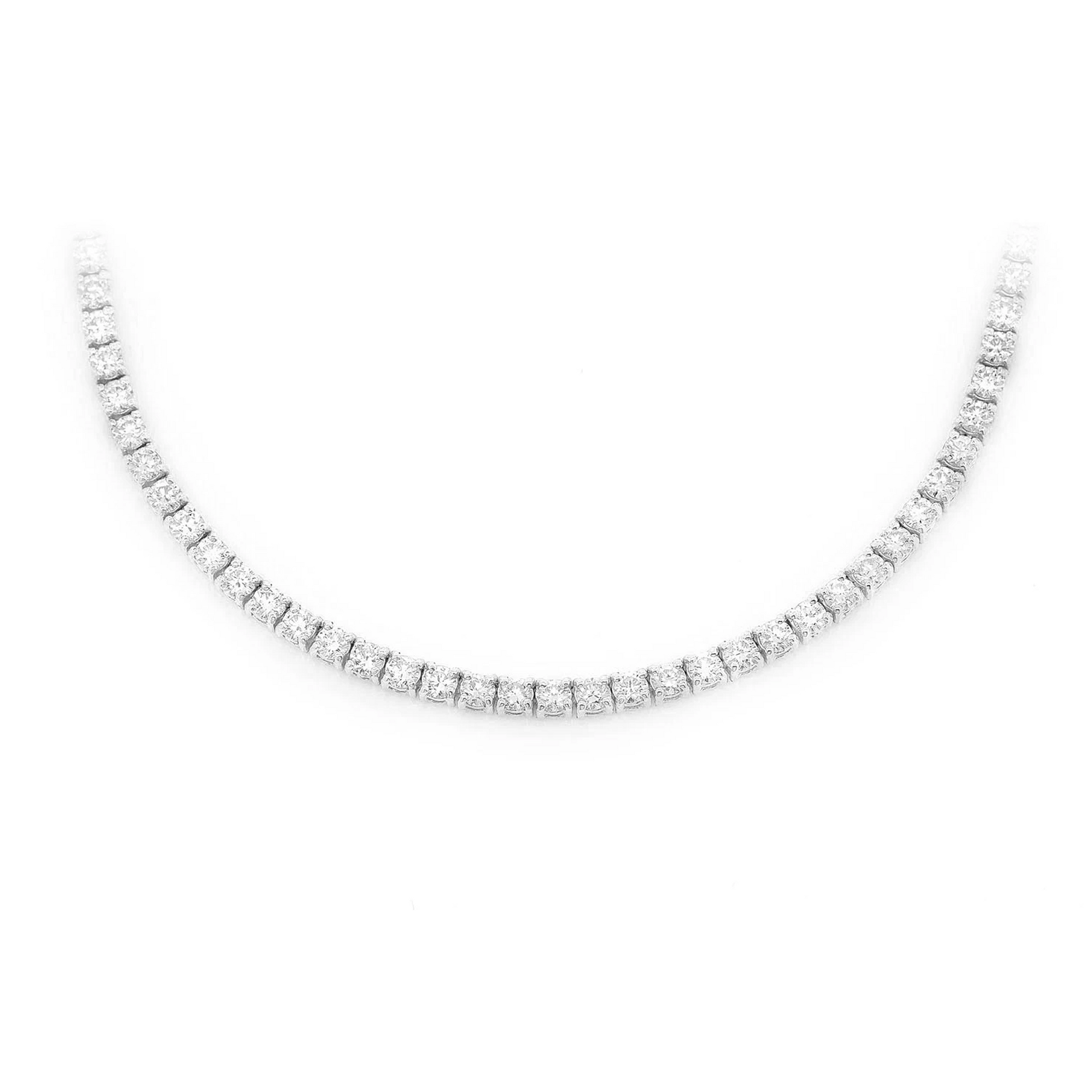 Prong Diamond Tennis Necklace in 14K white gold, 6pt / 10.50ctw, front view