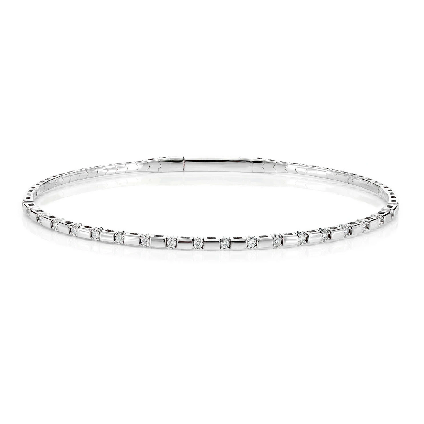Rectangle Bar Diamond Bangle Bracelet in 14K white gold, front view
