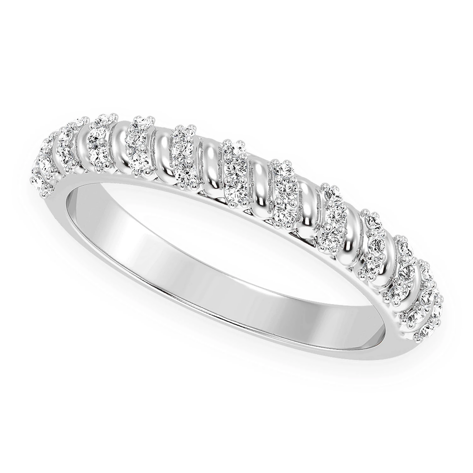 Solid Rope Ring in 14K white gold, angled view