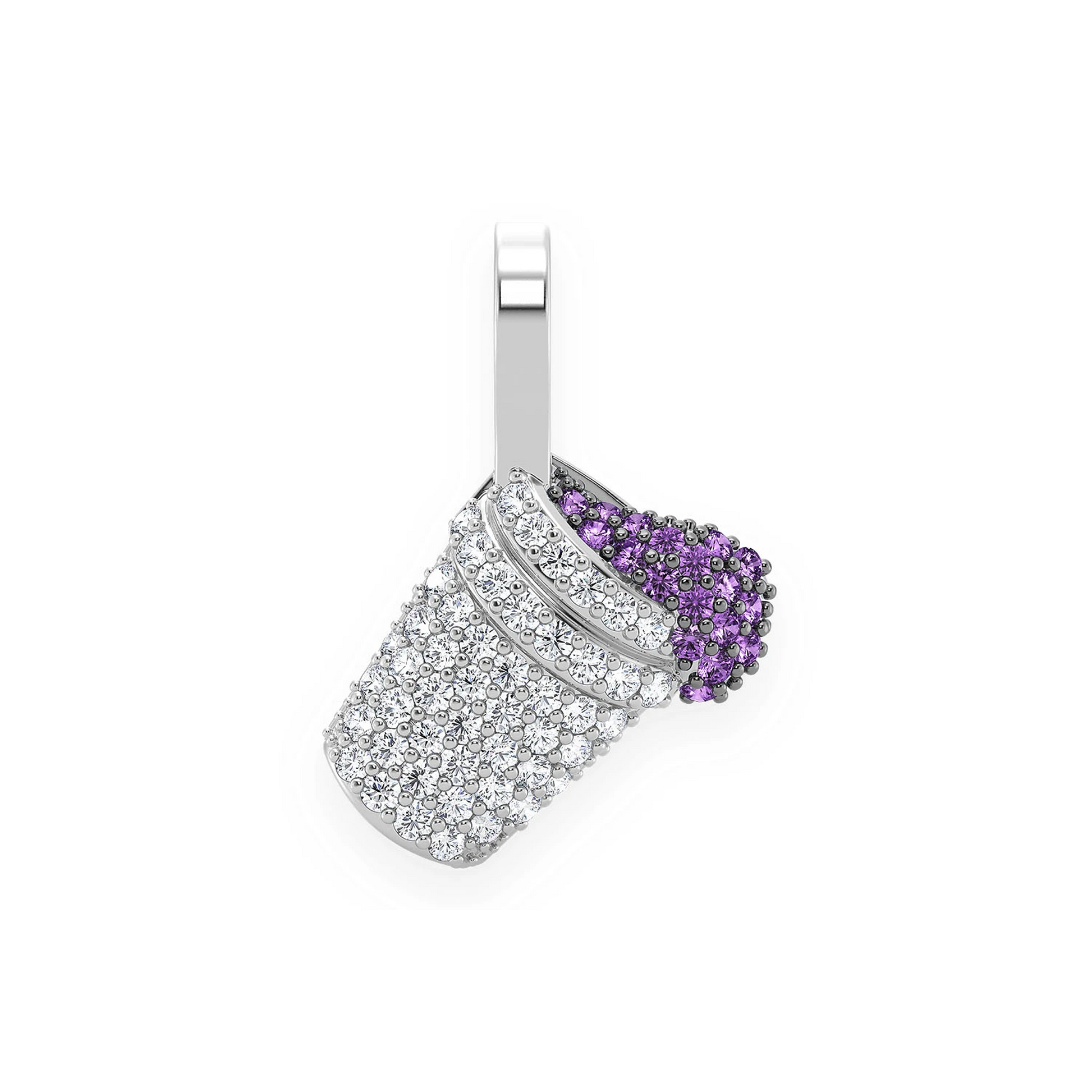 Double Cup Diamond Pendant in 14K white gold, front view