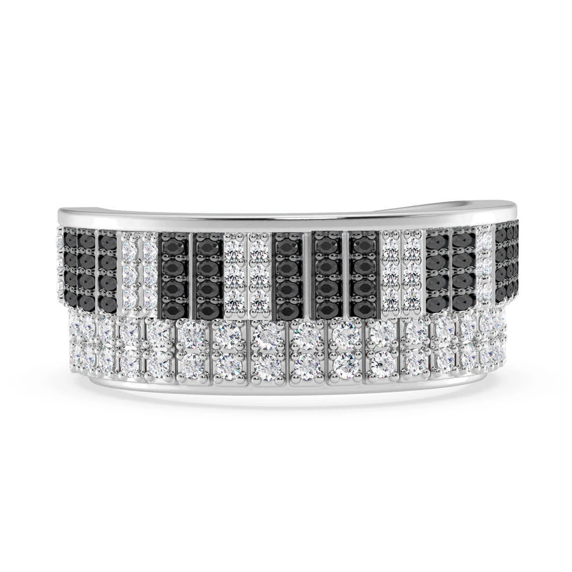 Piano Diamond Ring in 14K white gold, front view
