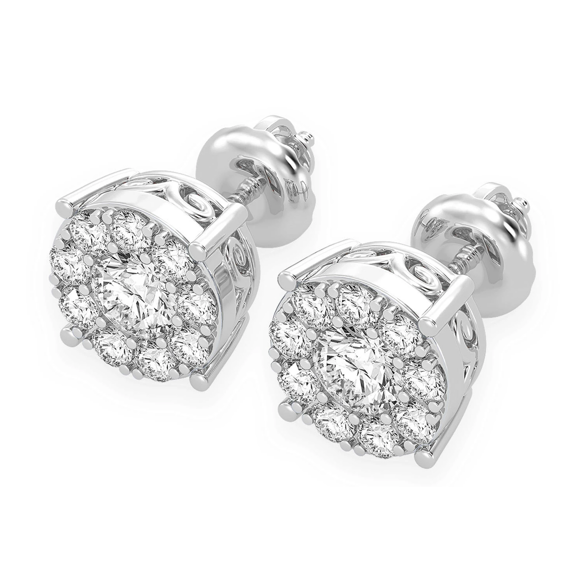 Mosaic Diamond Studs in 14K white gold, 0.75ctw, angled view