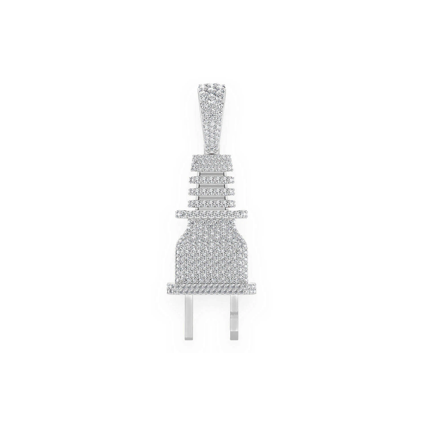 Plug Diamond Pendant in 14K white gold, Statement | 2.15ctw, front view