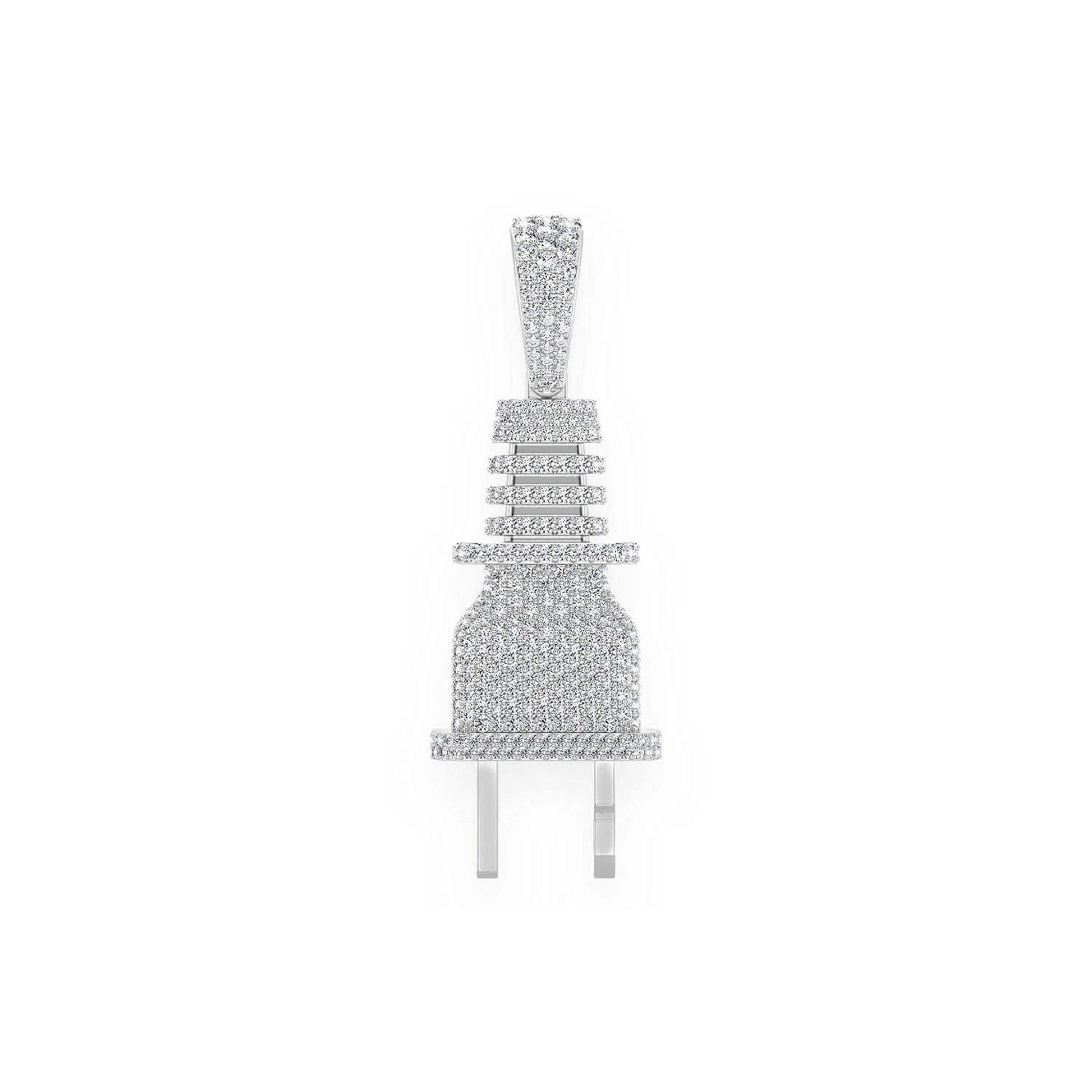 Plug Diamond Pendant in 14K white gold, Statement | 2.15ctw, front view