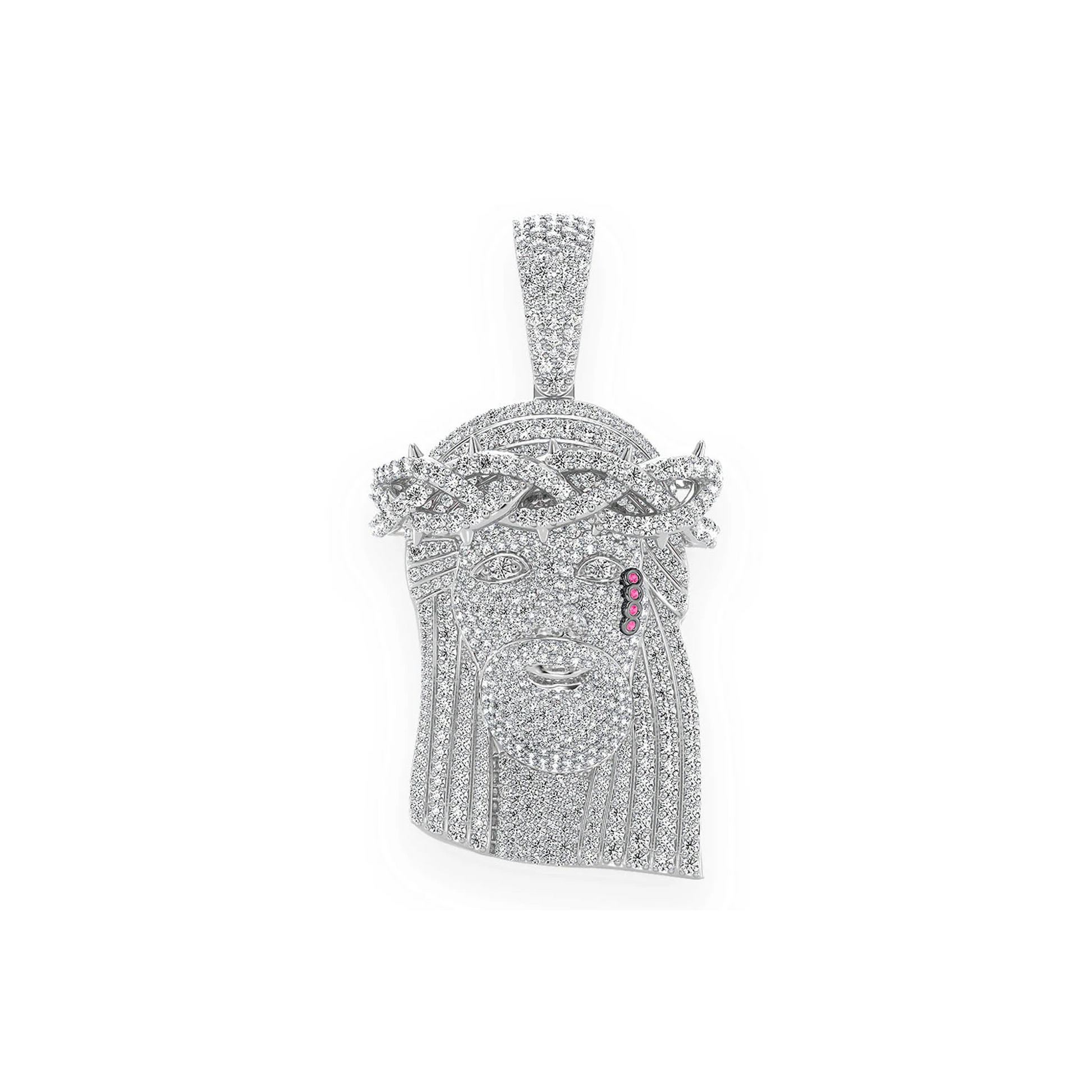 Icebox Pavé Jesus Piece in 14K white gold, 5.25ctw, front view