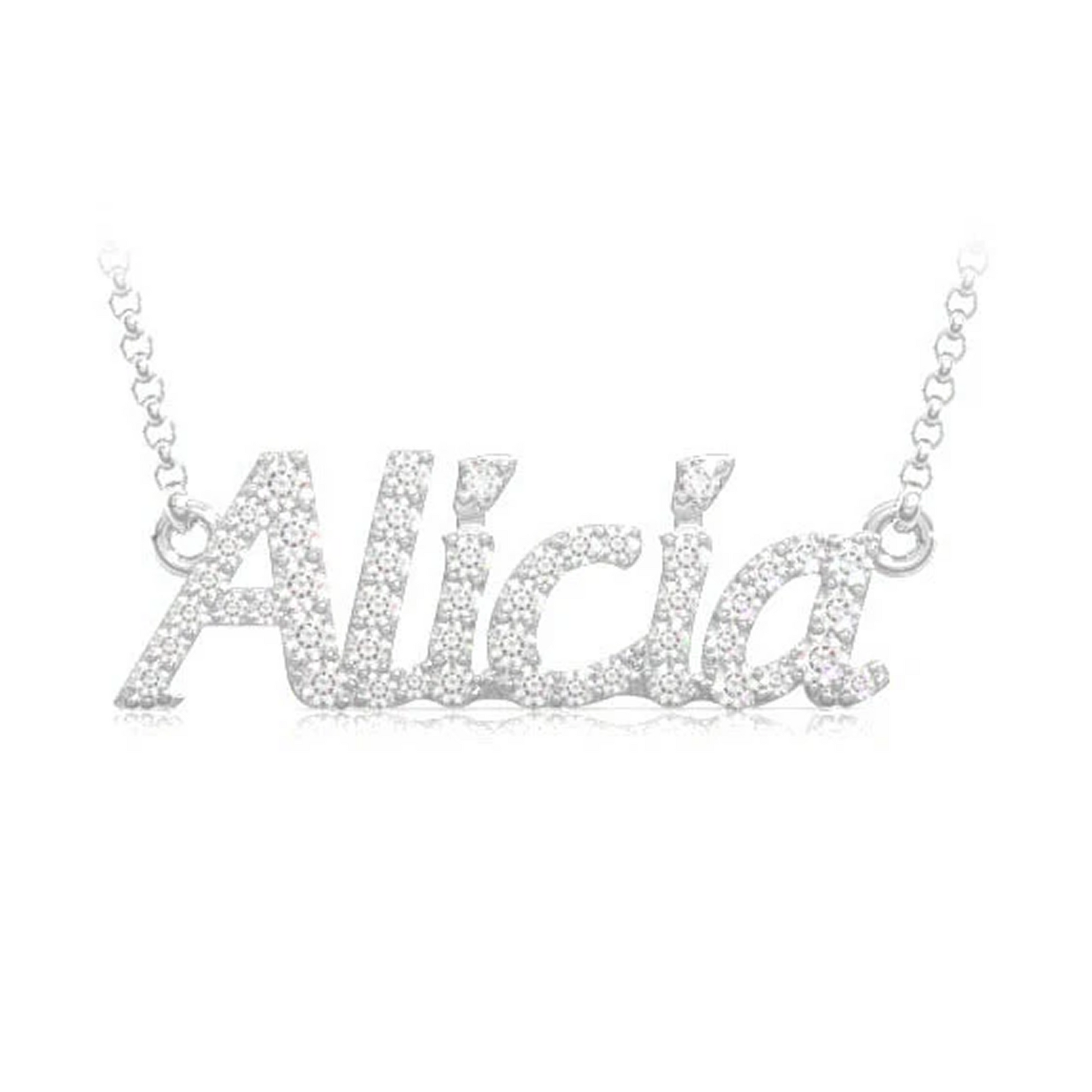 Custom Script Diamond Name Necklace in 14K rose gold, front view