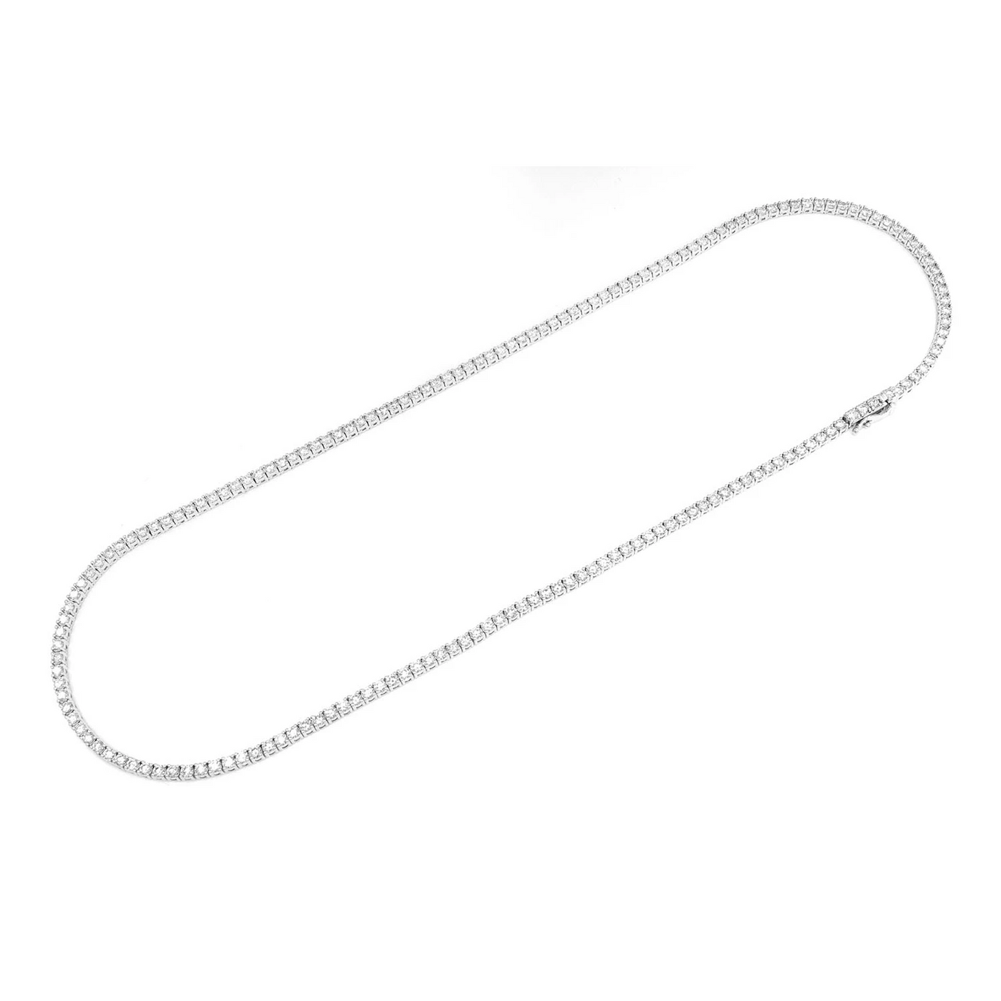 Prong Diamond Tennis Necklace in 14K white gold, 9pt / 15.00ctw, detail view