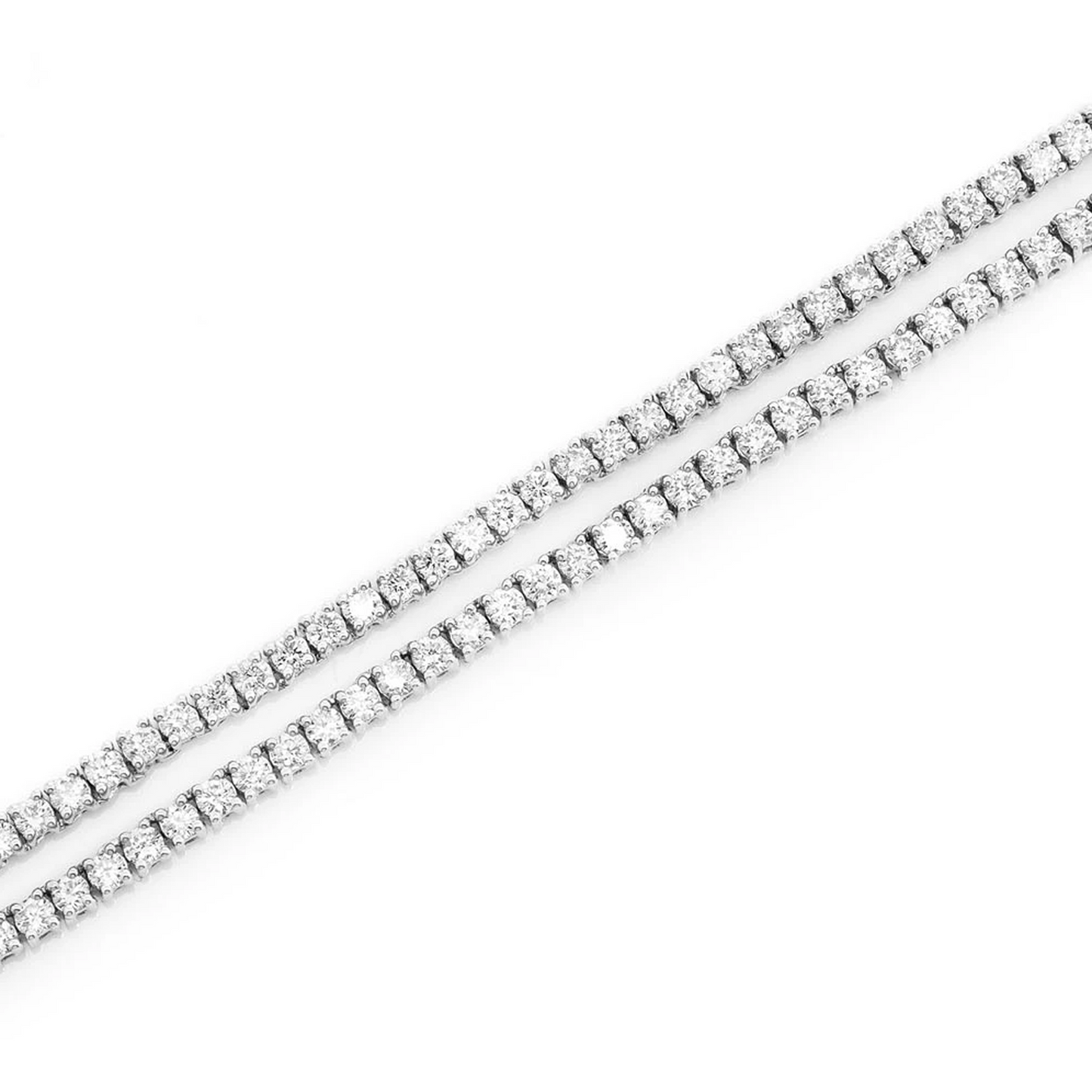 Prong Diamond Tennis Necklace in 14K white gold, 2pt / 5.50ctw, angled view