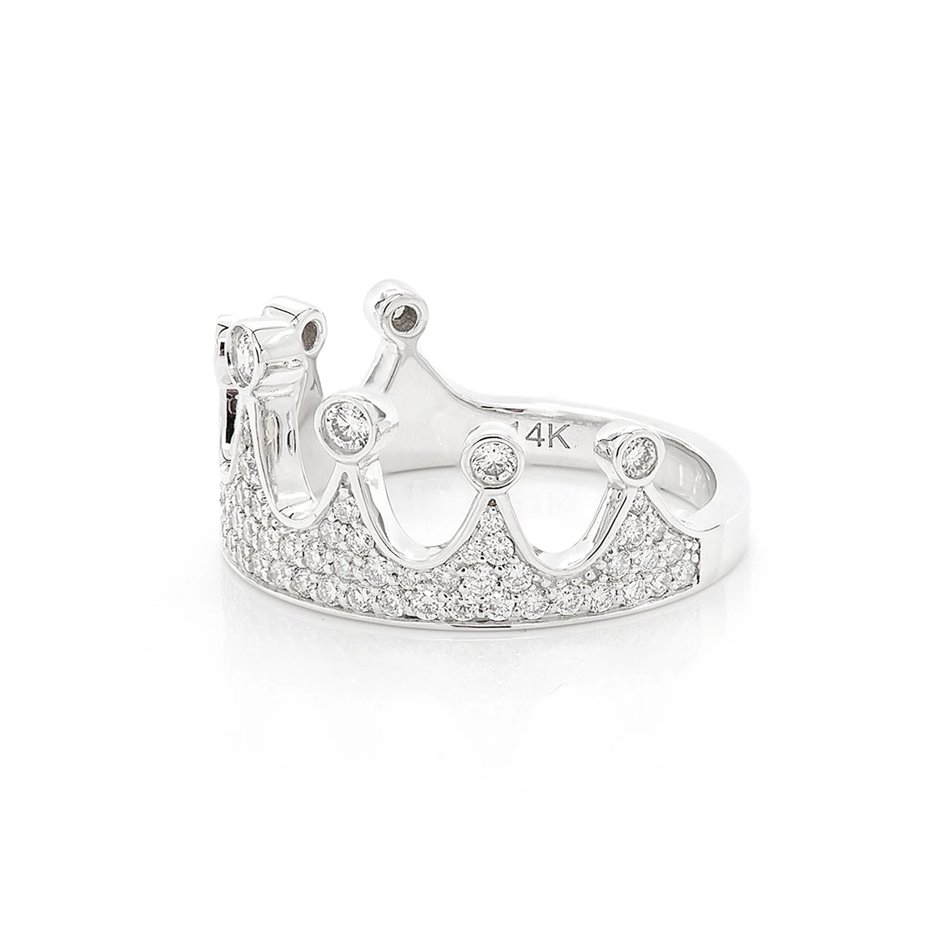 Crown Diamond Ring in 14K white gold, alternate view
