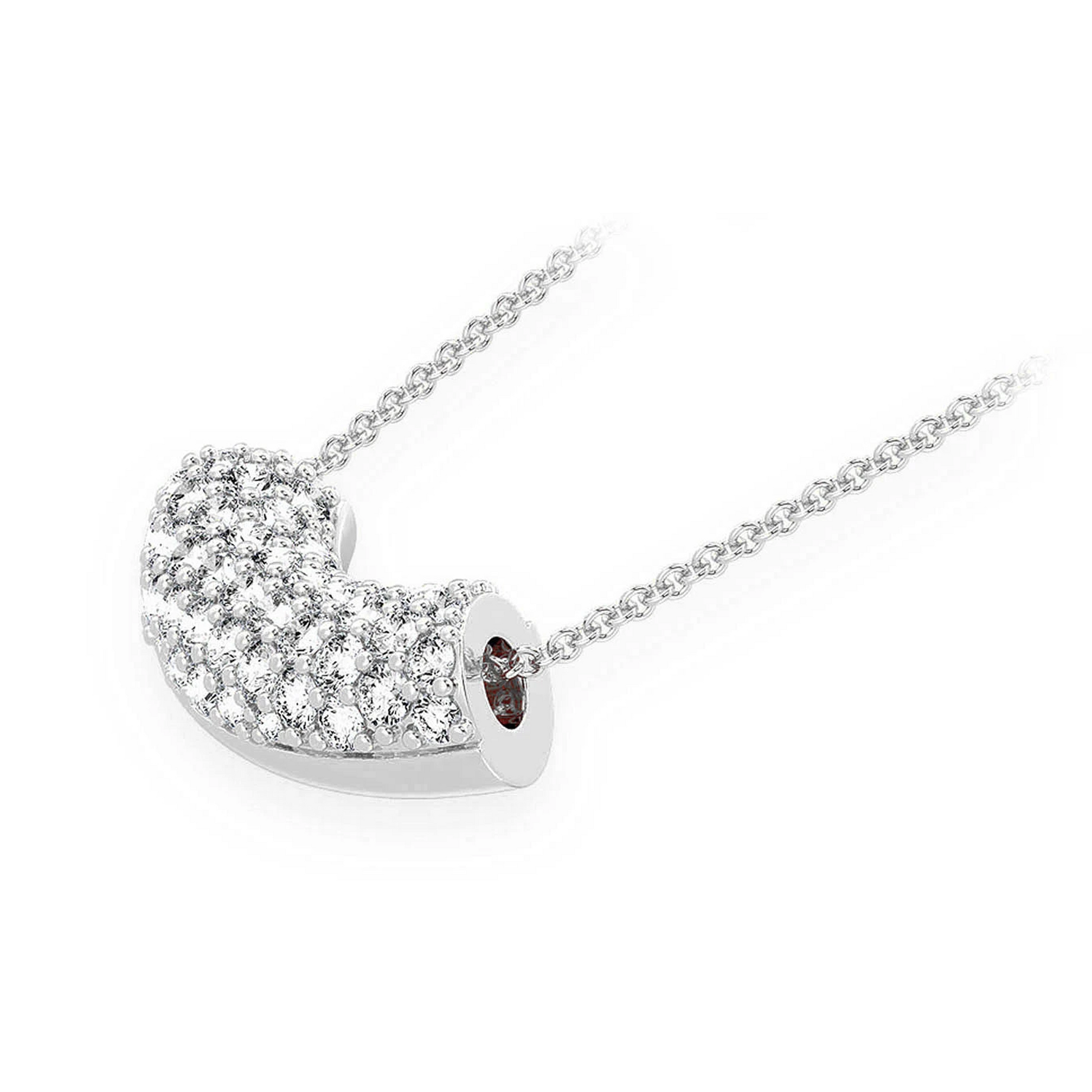 Noodle Diamond Pavé Pendant in 14K white gold, angled view