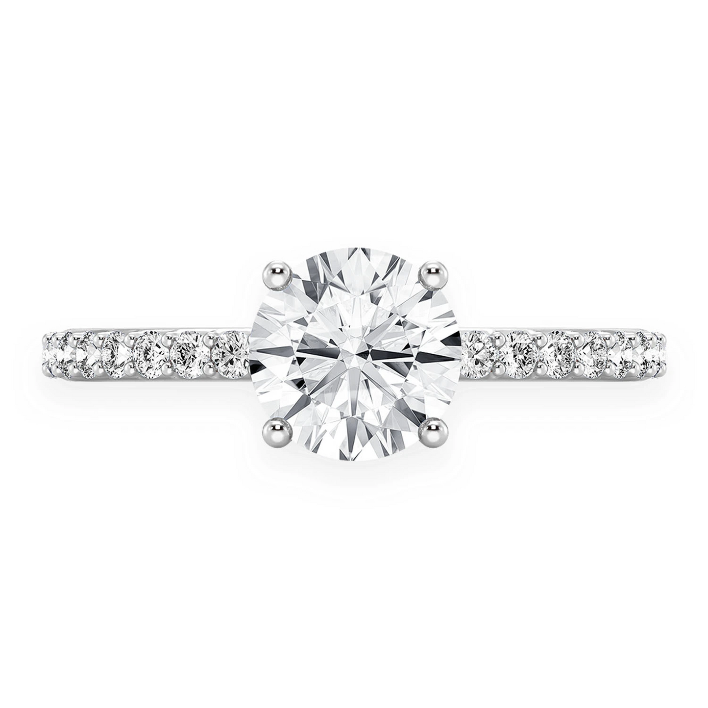 1ct Round Halo Diamond Engagement Ring in 14K white gold, front view