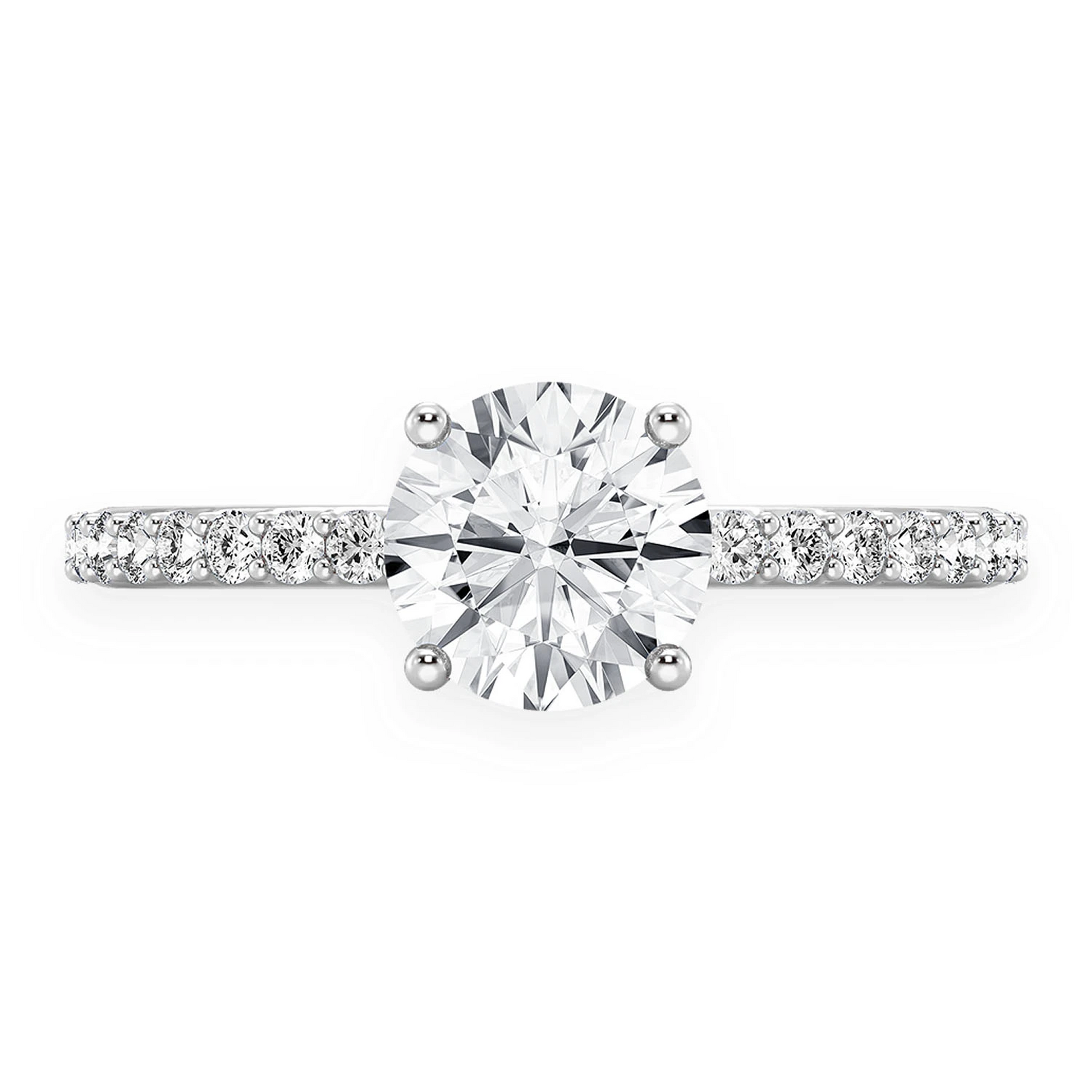 1ct Round Halo Diamond Engagement Ring in 14K white gold, front view