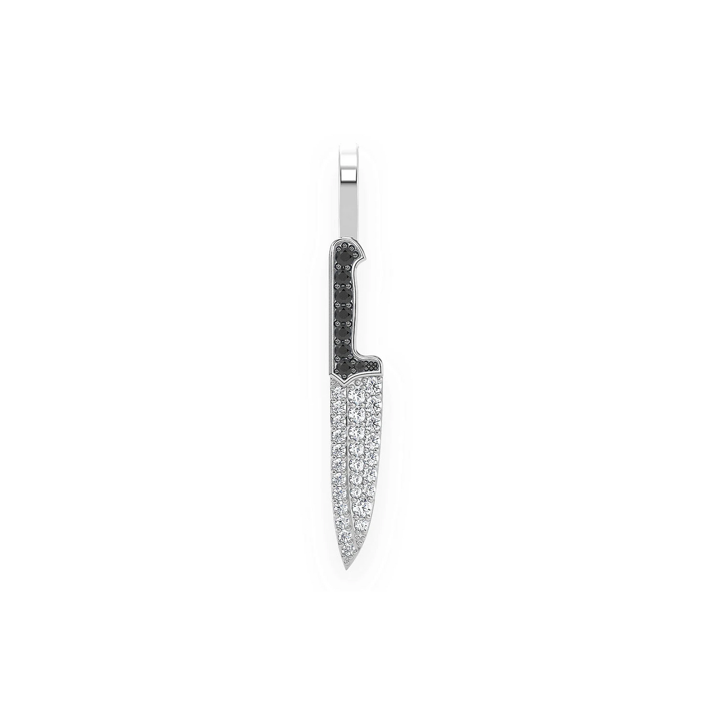 Chef Knife Diamond Pendant in 14K white gold, 0.25ctw, front view