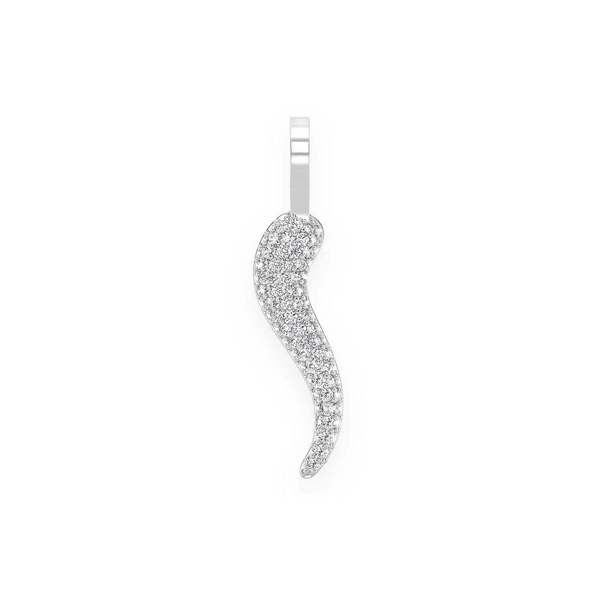 Italian Horn Diamond Pendant in 14K white gold, Set | 0.30ctw, front view