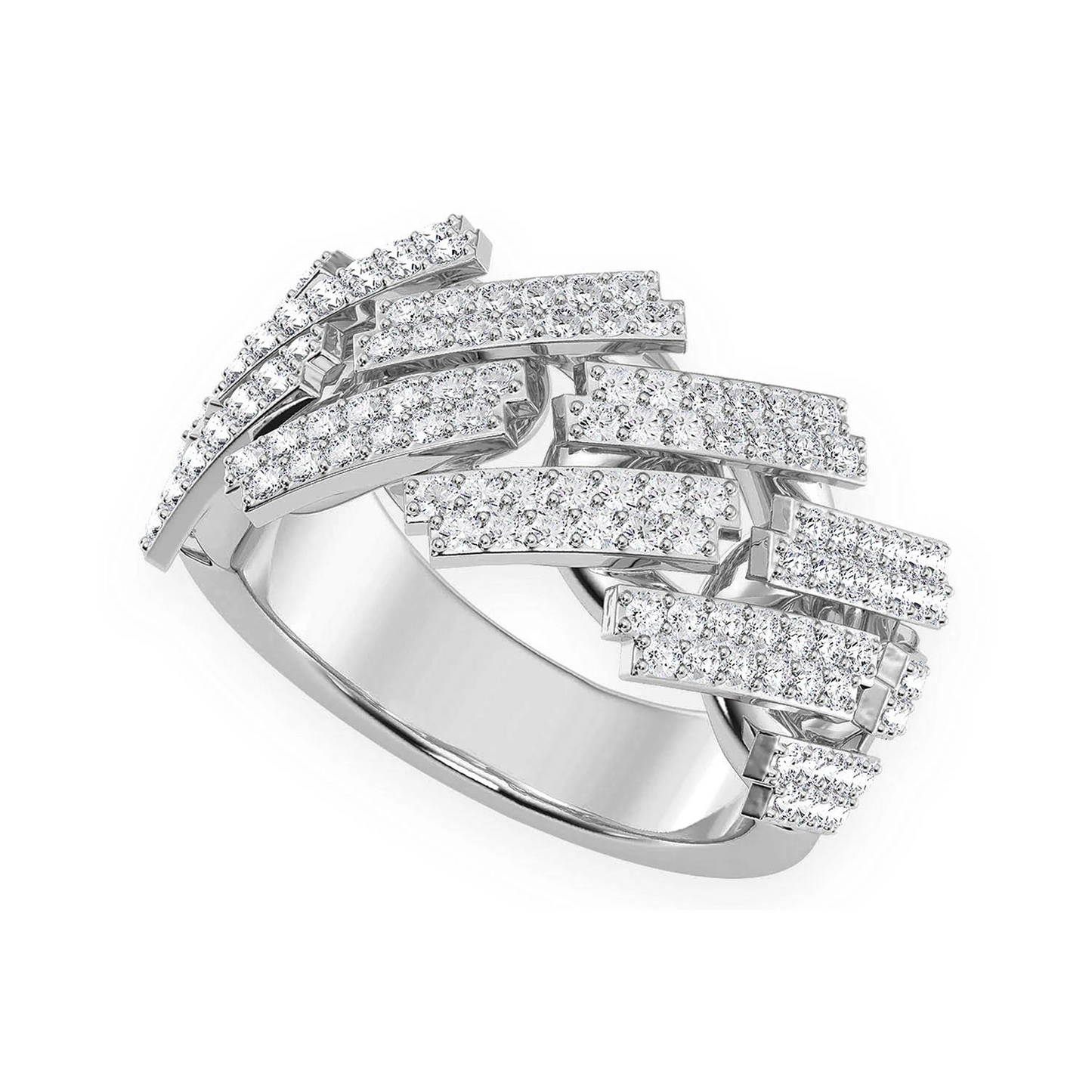 Serrated Cuban Diamond Ring in 14K rose gold, angled view