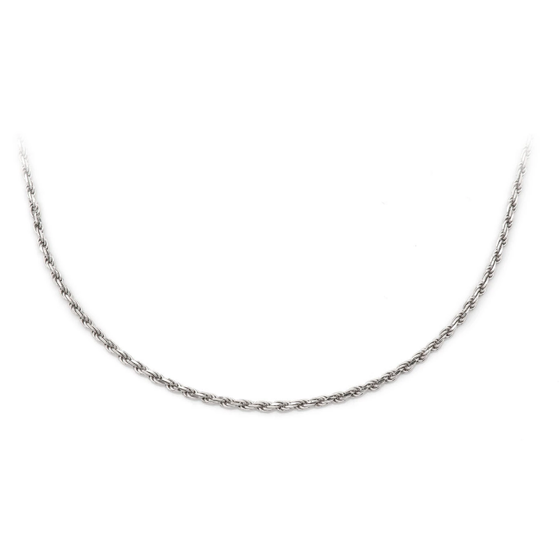 Rope Gold Chain in 14K white gold, 1.5mm width, front view