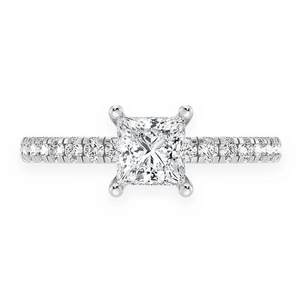 0.75ct Princess Cut Under Halo Diamond Engagement Ring