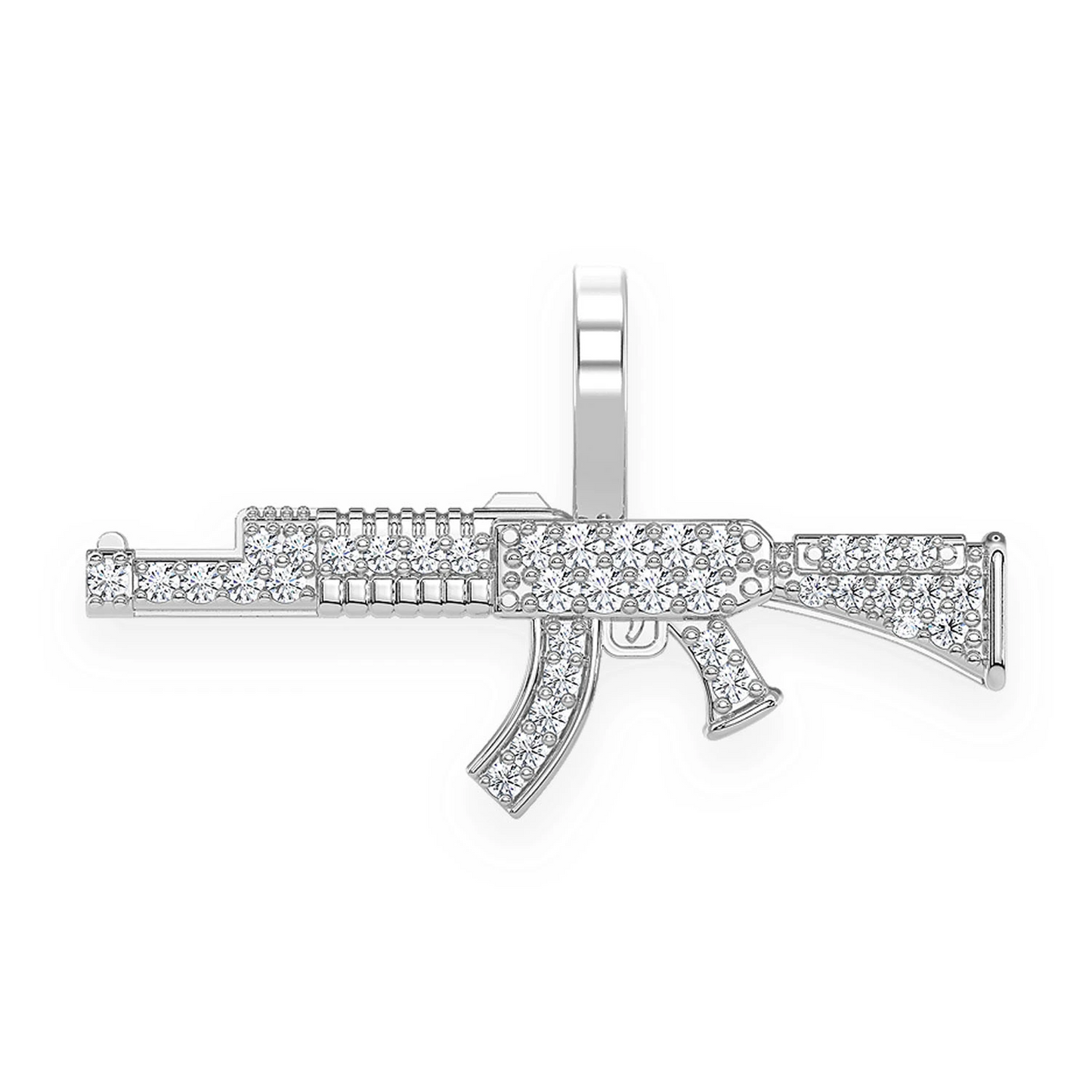 AK47 Draco Diamond Pendant in 14K white gold, 0.15ctw, front view