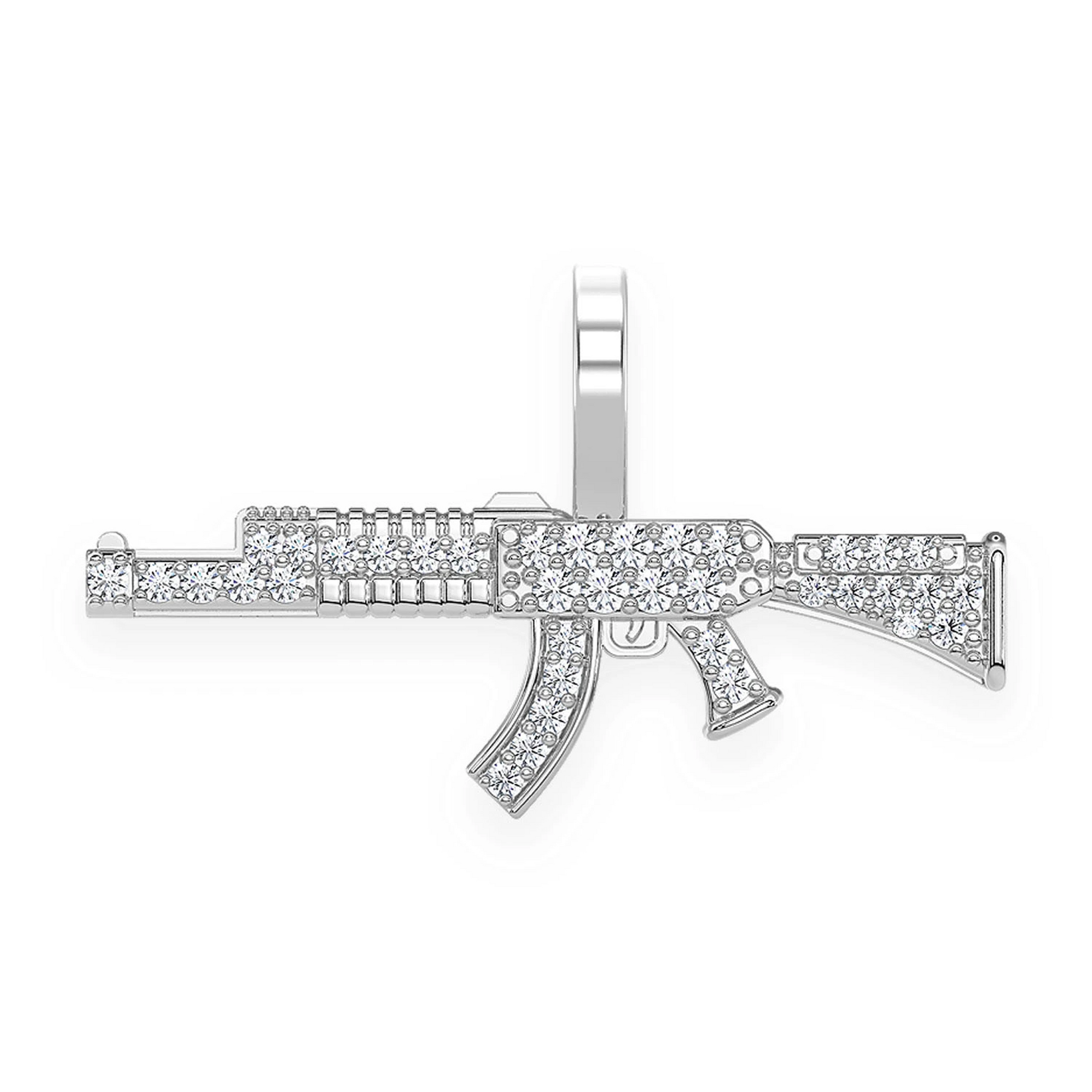 AK47 Draco Diamond Pendant in 14K white gold, 0.15ctw, front view