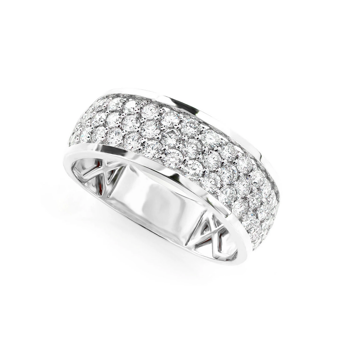 Three Row Diamond Band Ring