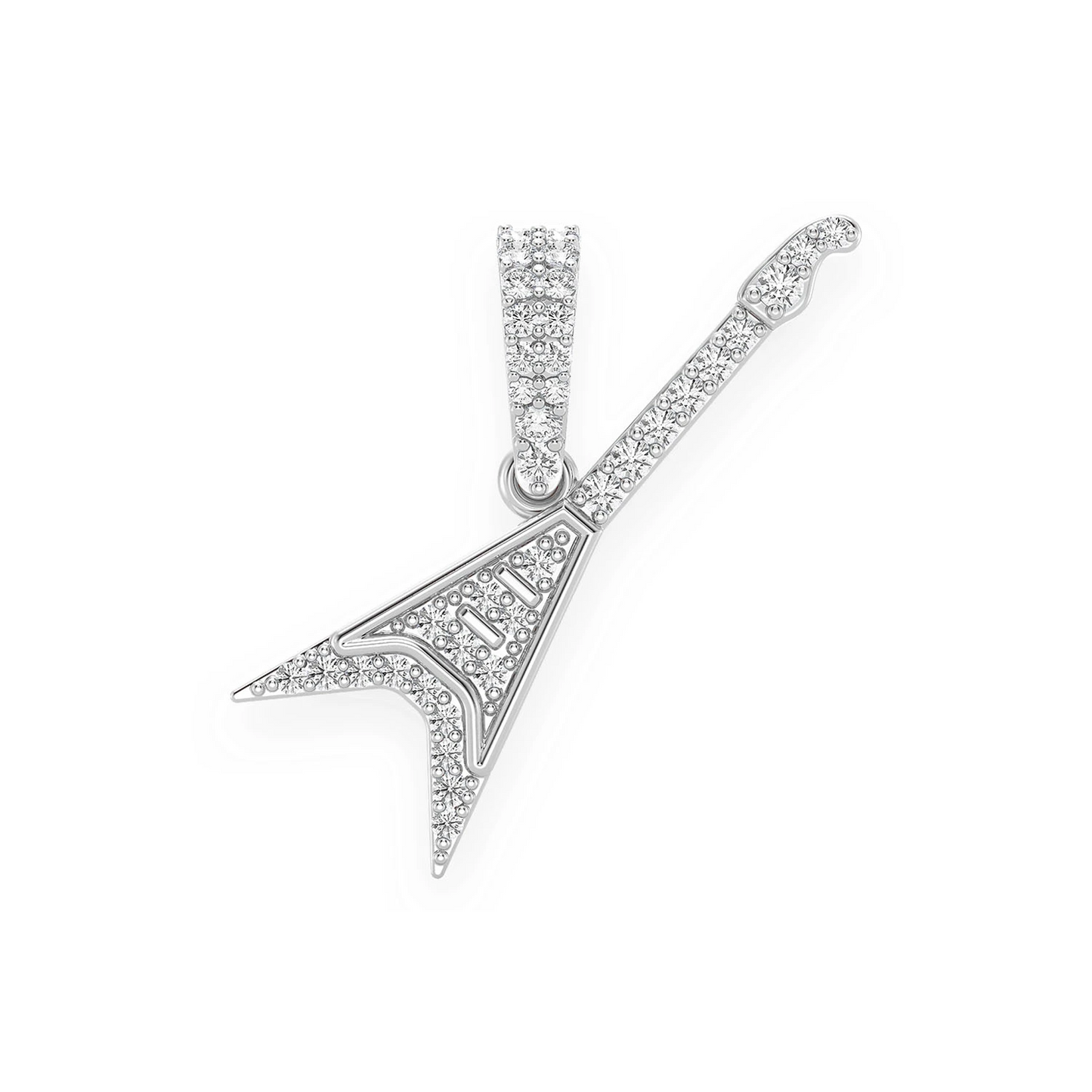 Flying V Diamond Pendant in 14K white gold, front view