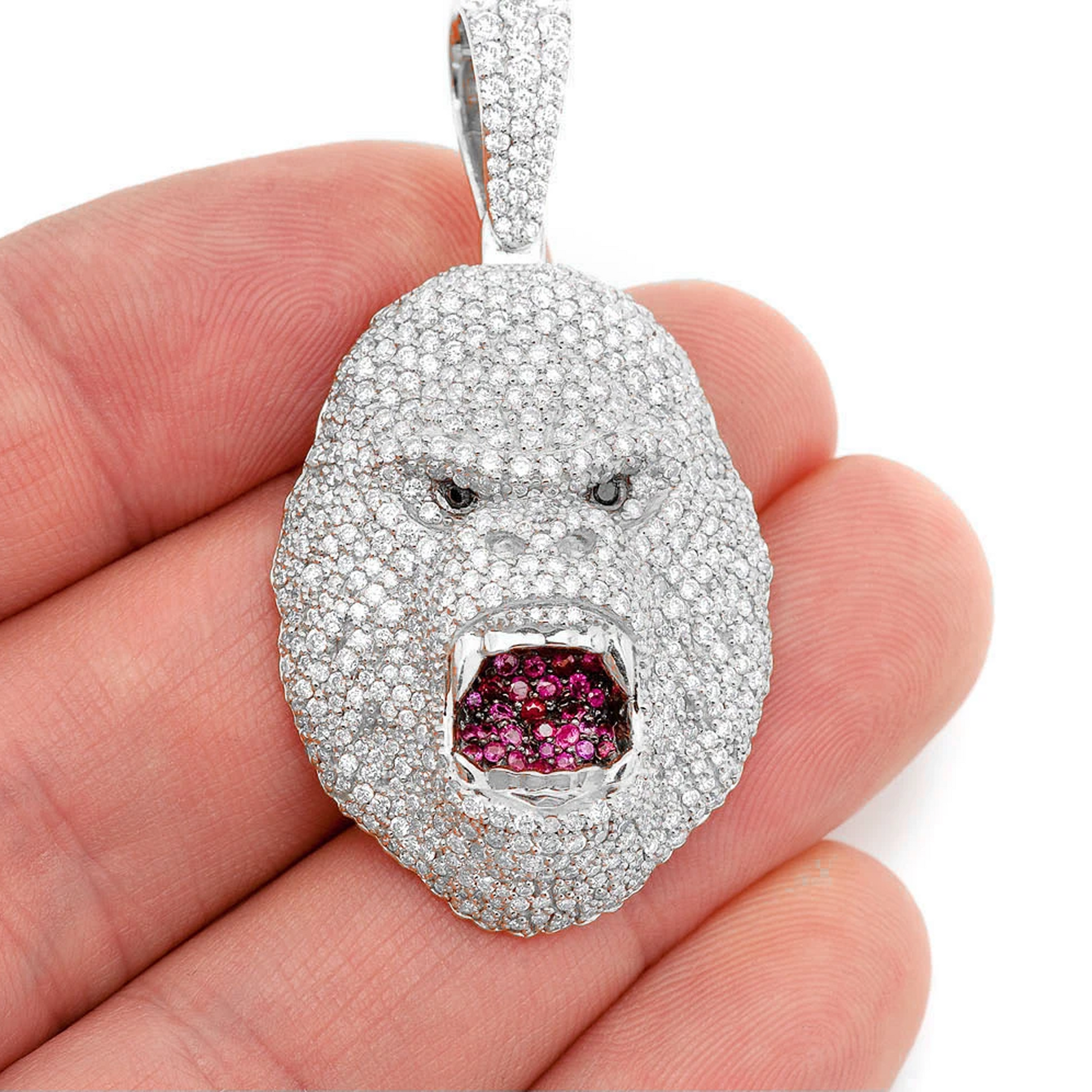 Gorilla Diamond Pendant in 14K white gold, angled view