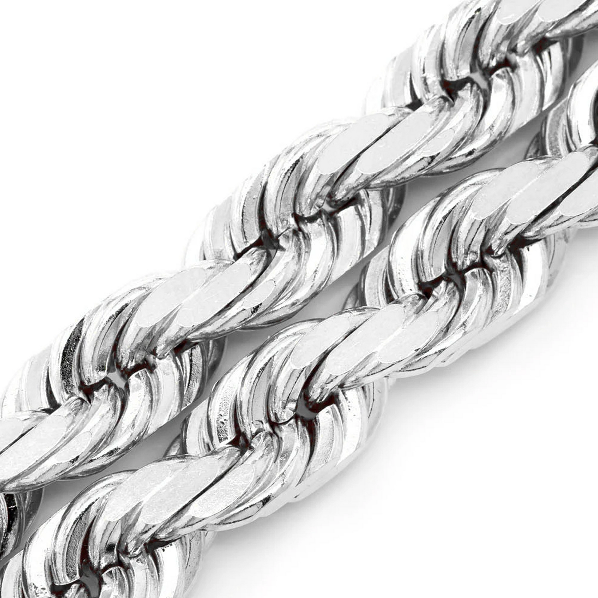Rope Gold Chain in 14K white gold, 8mm width, detail view