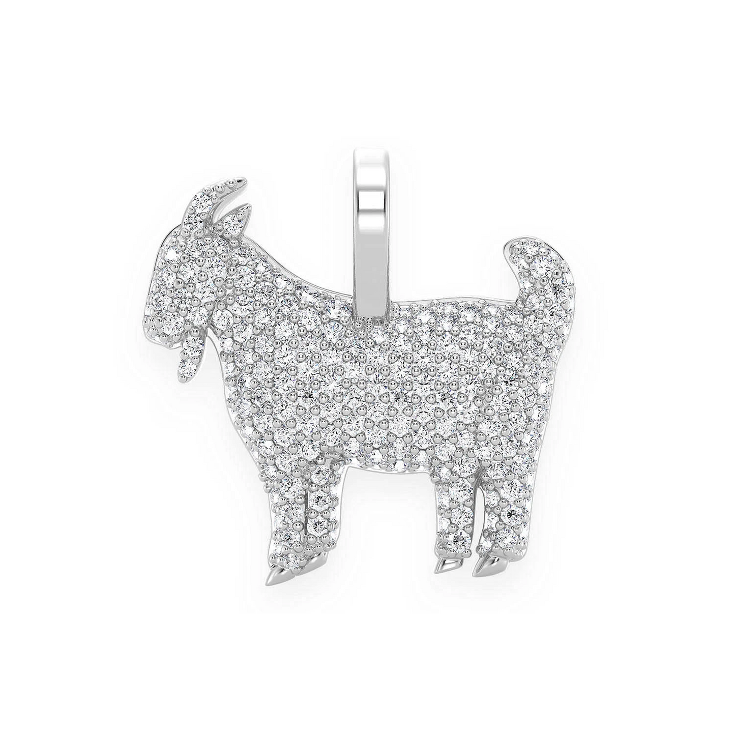 Goat Diamond Pendant in 14K white gold, Signature | 0.66ctw, front view