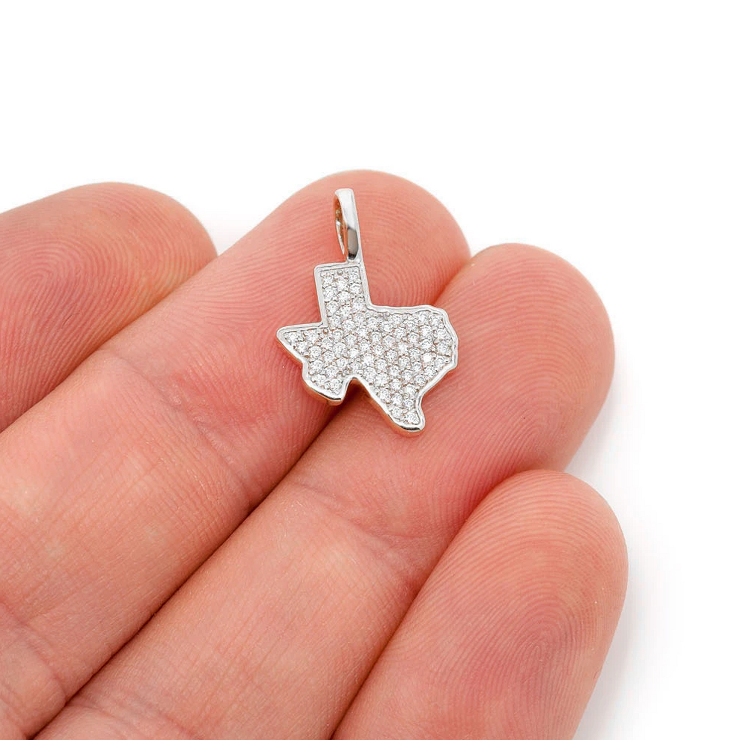 US State Diamond Pendant in 14K white gold, Texas design, alternate view