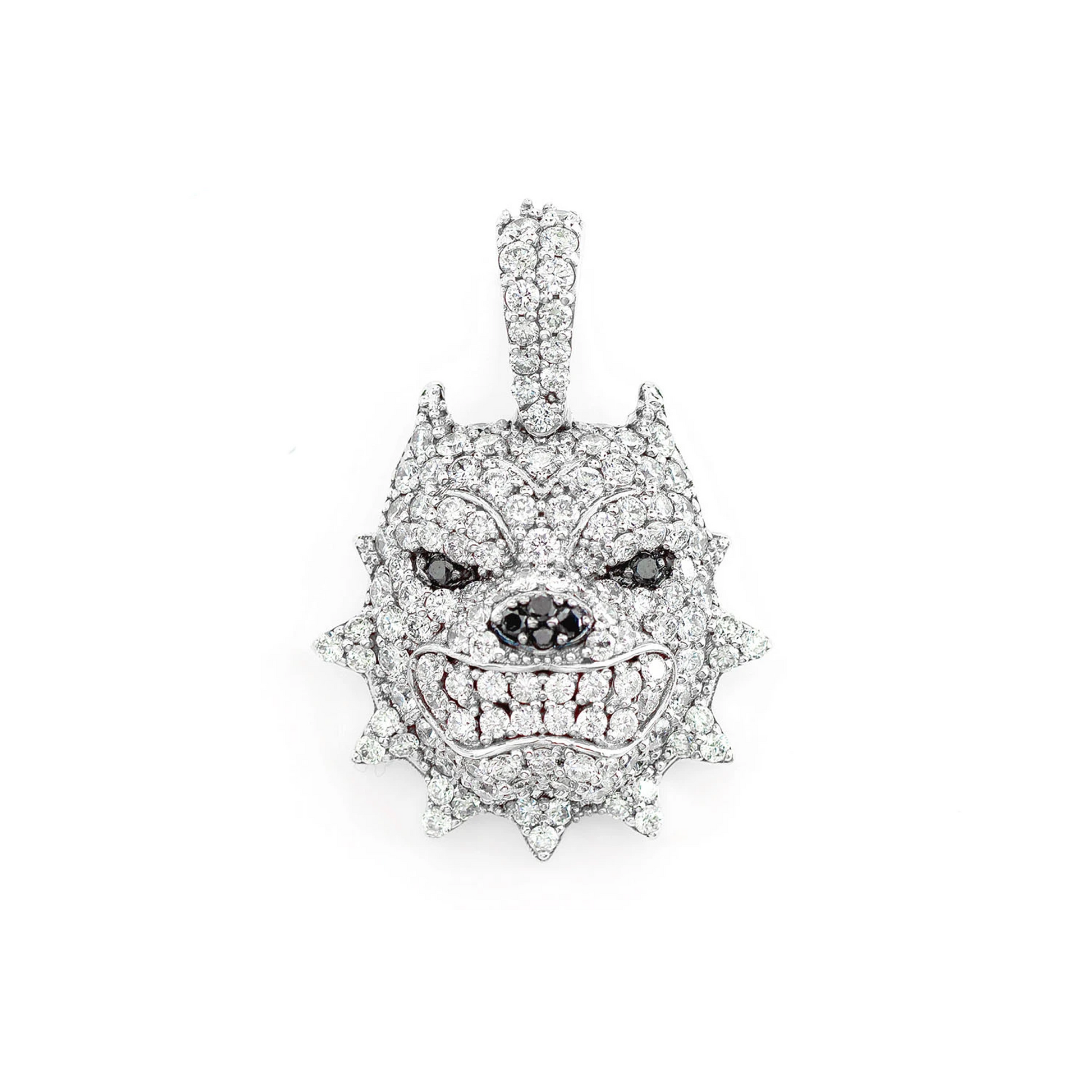 Pitbull Diamond Pendant in 14K white gold, Signature | 1.25ctw, front view