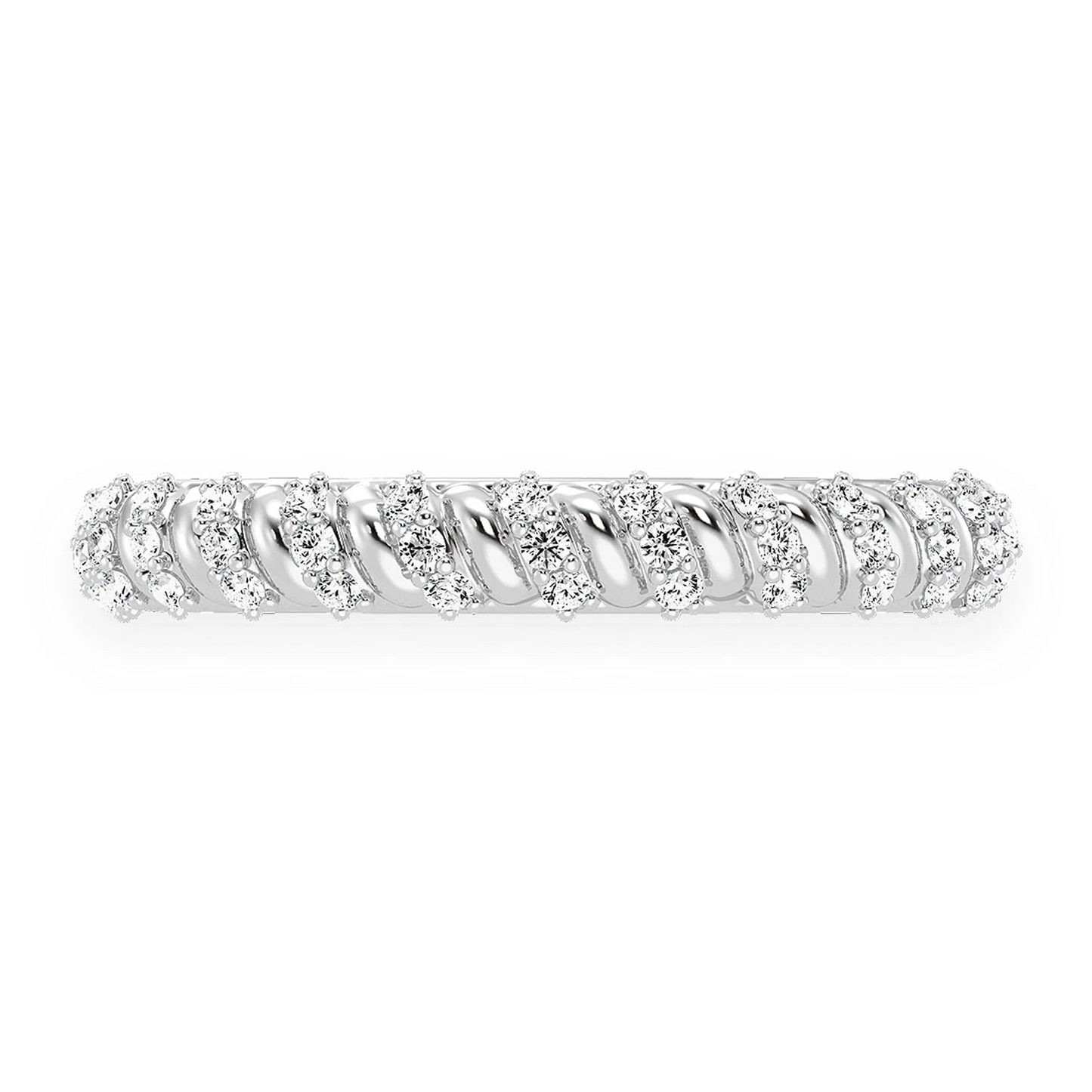 Solid Rope Ring in 14K white gold, front view
