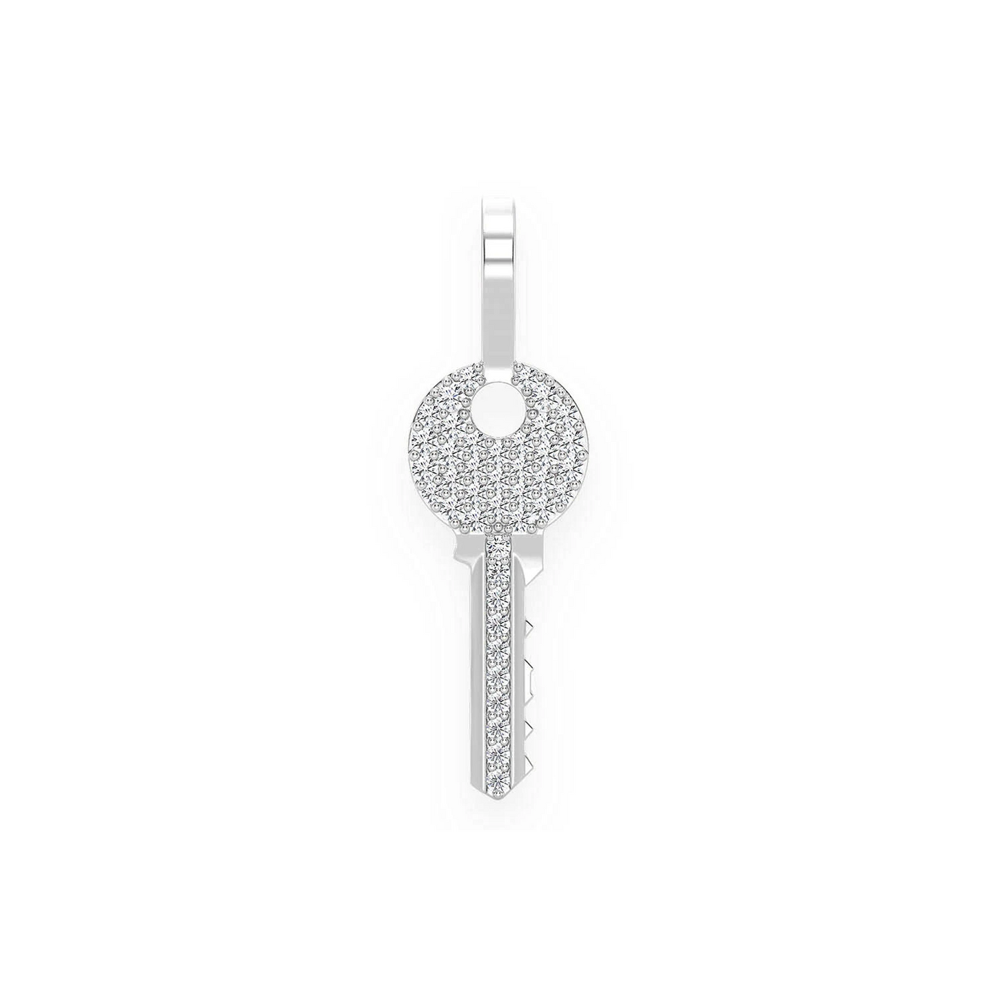 Key Diamond Pendant in 14K white gold, front view