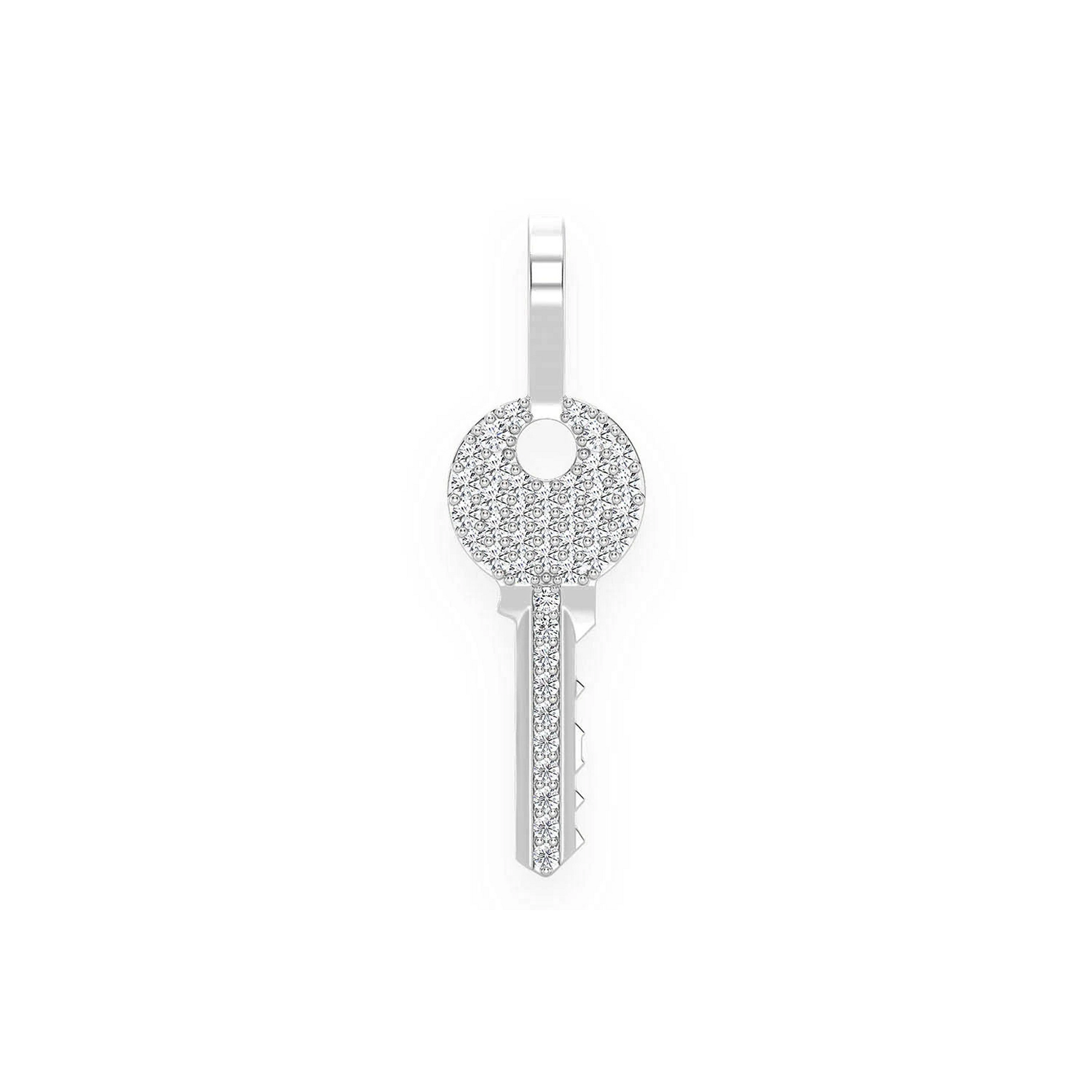 Key Diamond Pendant in 14K white gold, front view