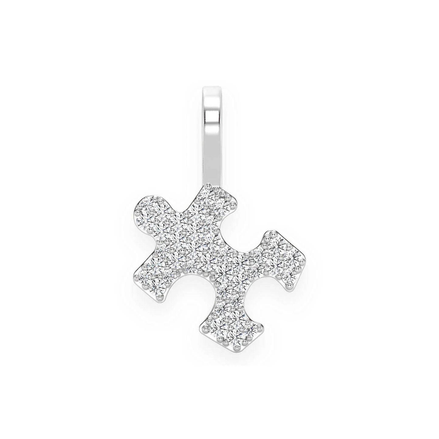 Puzzle Diamond Pendant in 14K white gold, front view