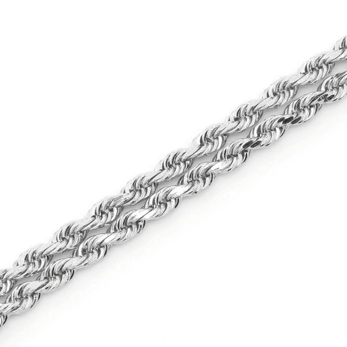 Rope Gold Chain in 14K white gold, 2.5mm width, detail view