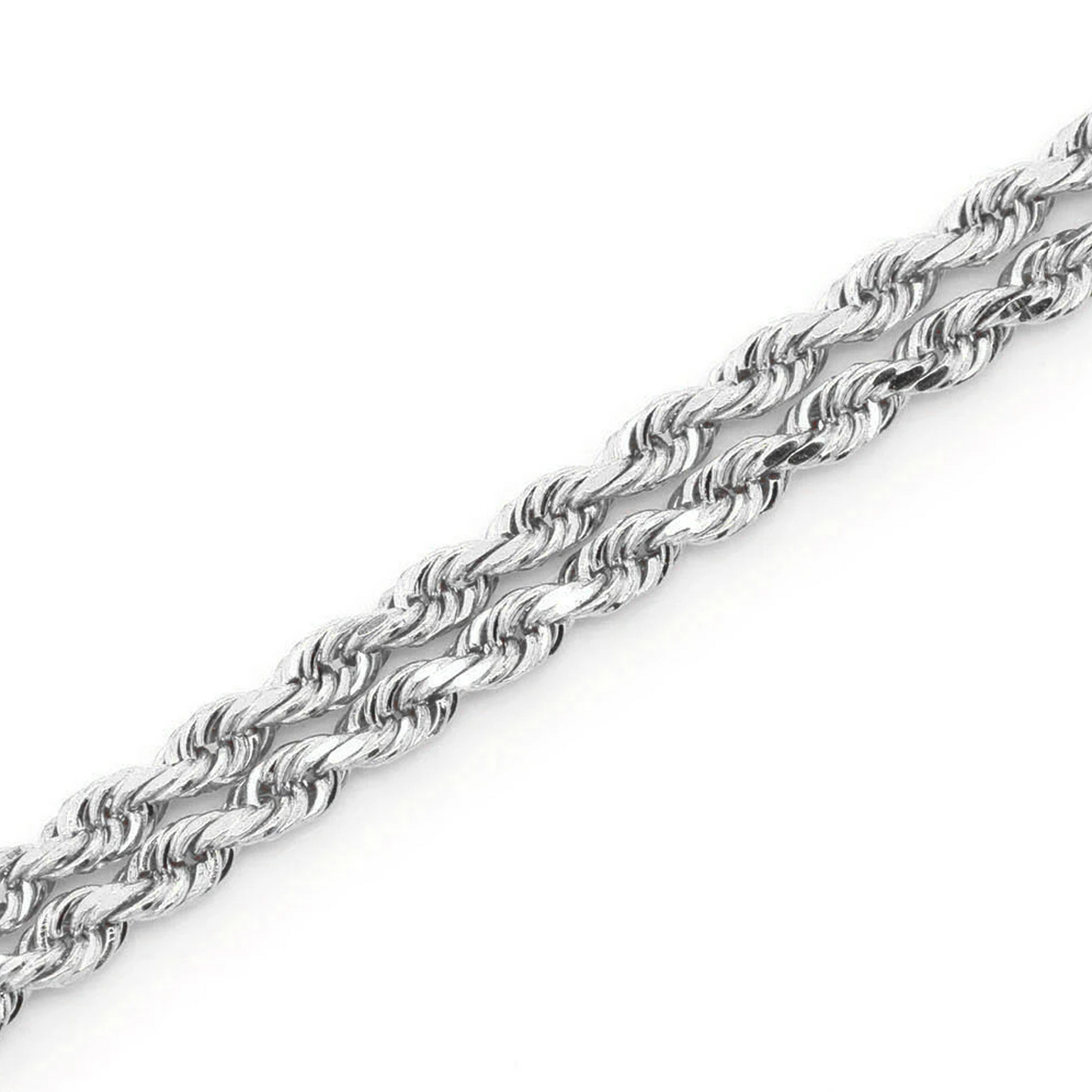 Rope Gold Chain in 14K white gold, 2.5mm width, detail view