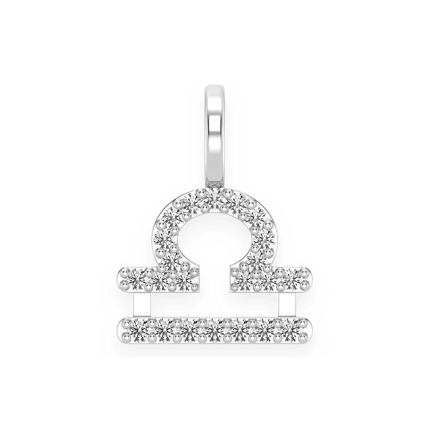 Astrology Zodiac Diamond Pendant in 14K white gold, Libra design, front view