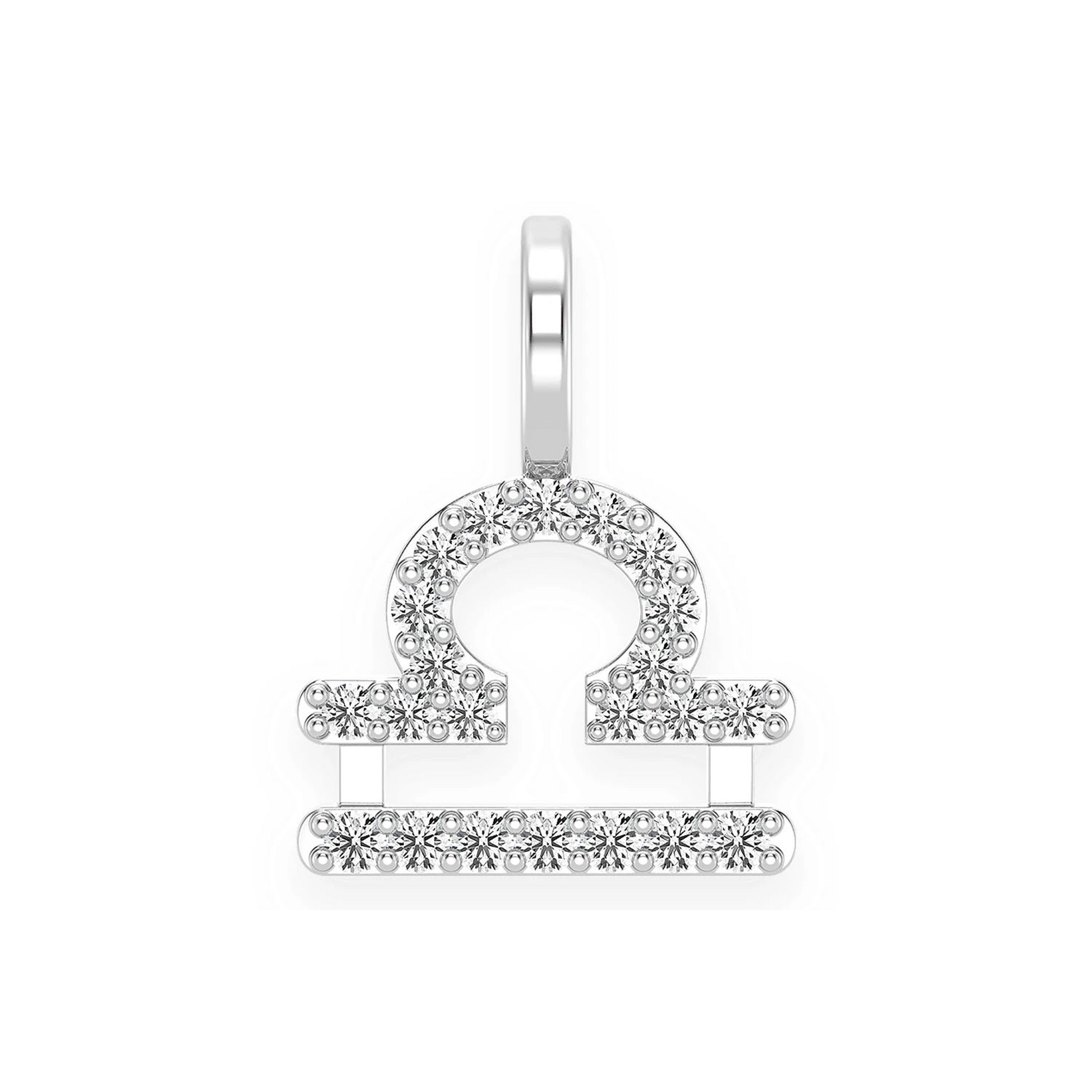 Astrology Zodiac Diamond Pendant in 14K white gold, Libra design, front view