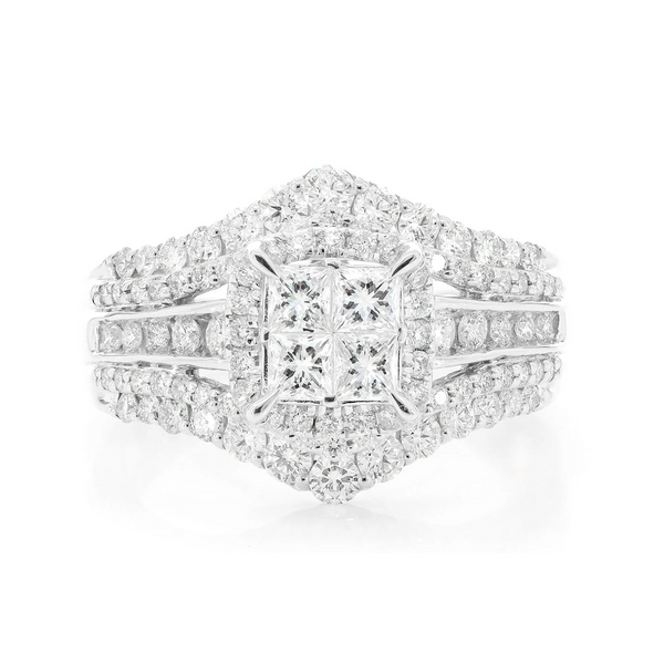 Princess Quad Halo Ring