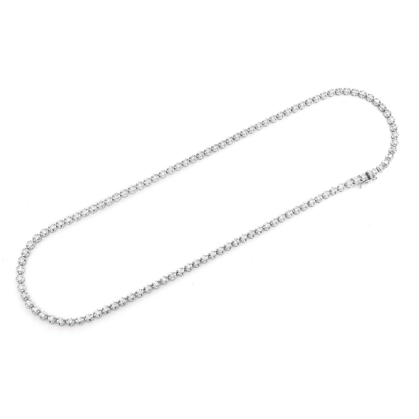 Crown Diamond Tennis Necklace in 14K white gold, 2pt / 3.75ctw, angled view