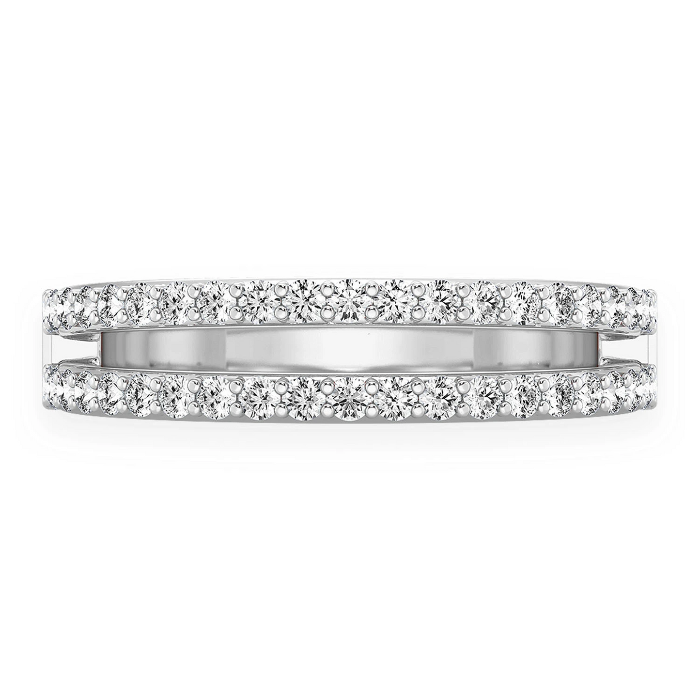 Double Row Band Ring in 14K white gold, front view